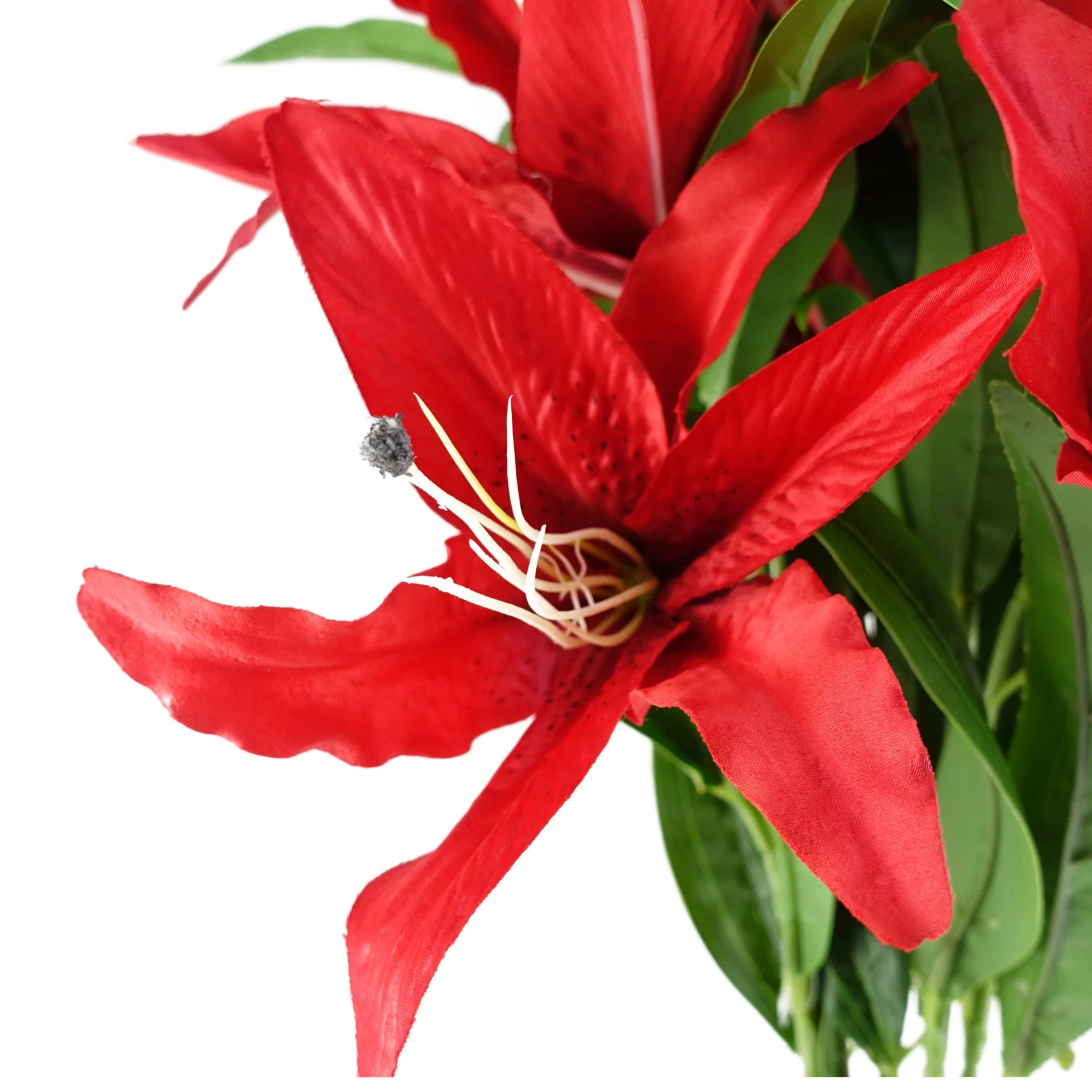 100cm Large Red Lily Stem - 3 Flowers - Image 2
