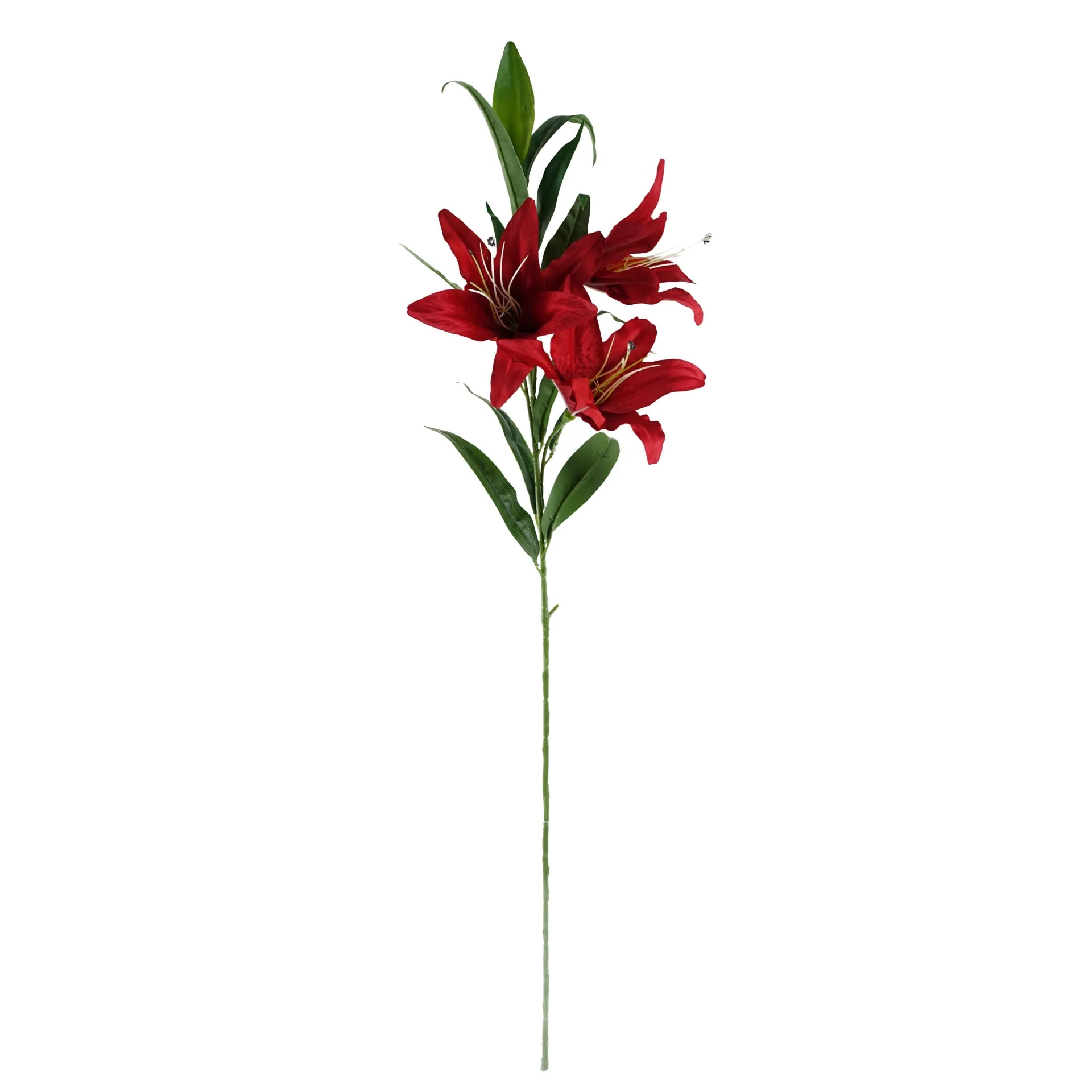 100cm Large Red Lily Stem - 3 Flowers - Image 3