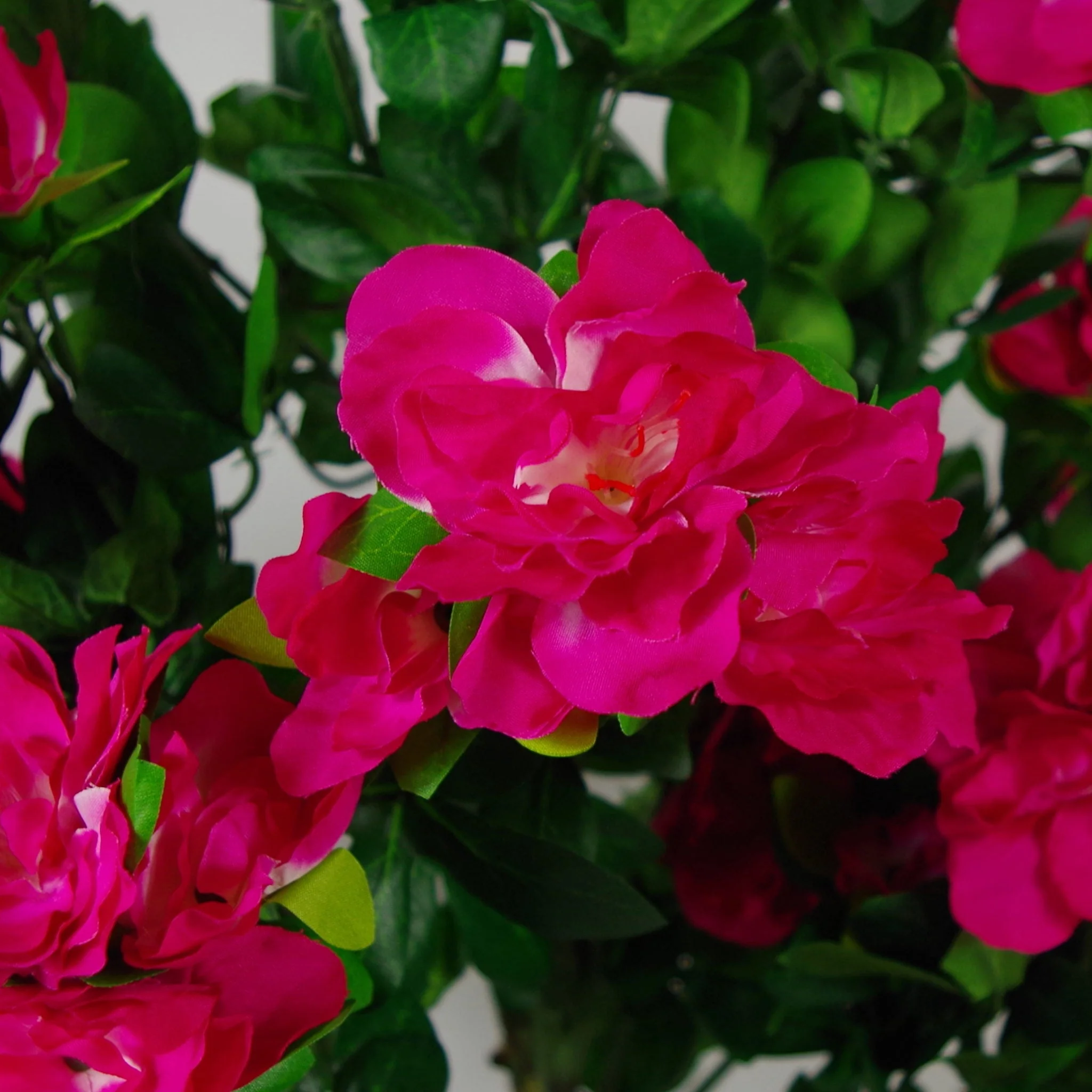 100cm Premium Artificial Azalea Pink Flowers Potted Plant with Copper Metal Planter - Image 2