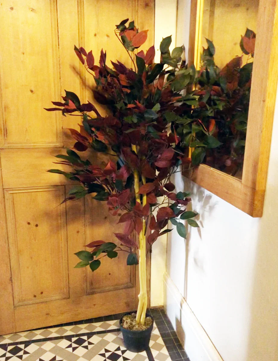 120cm (4ft) Artificial Dark Red Green Ficus Plant - Extra Large - Image 2