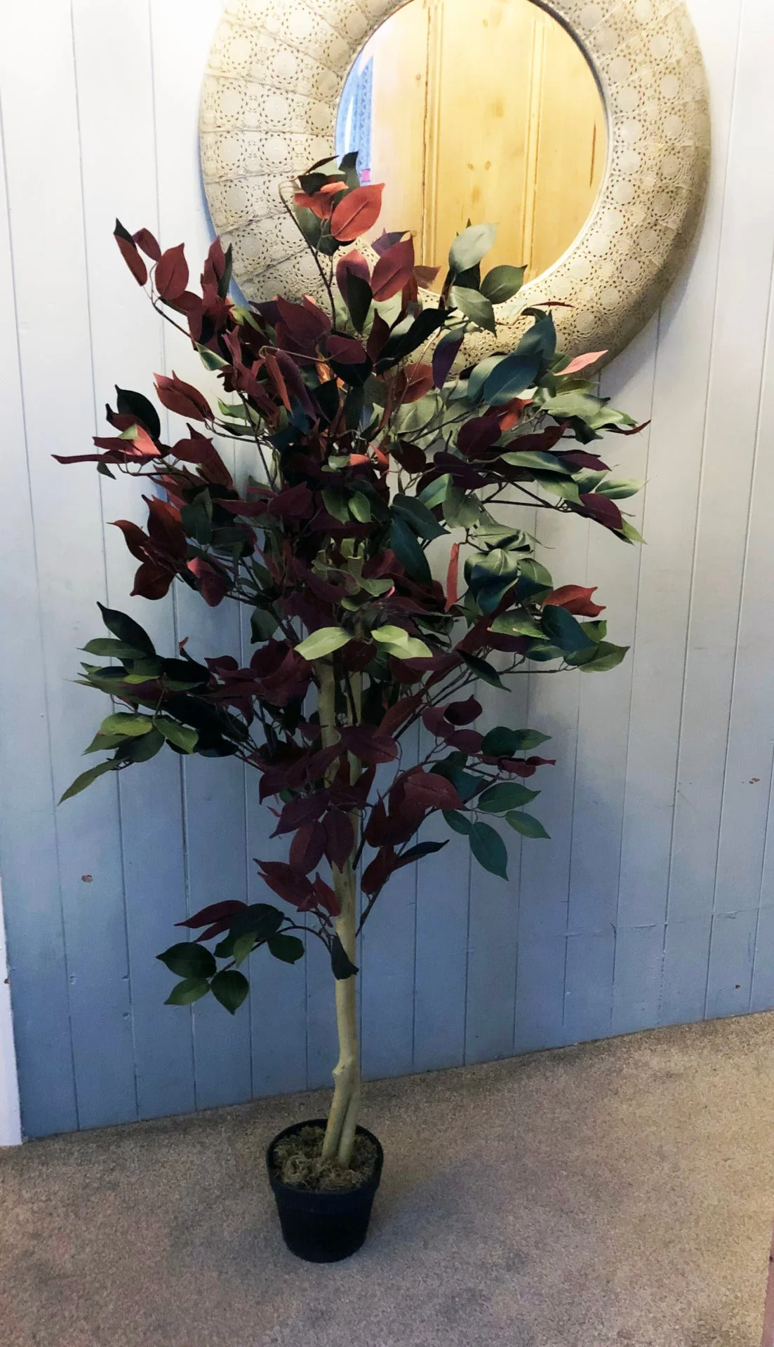 120cm (4ft) Artificial Dark Red Green Ficus Plant - Extra Large - Image 3