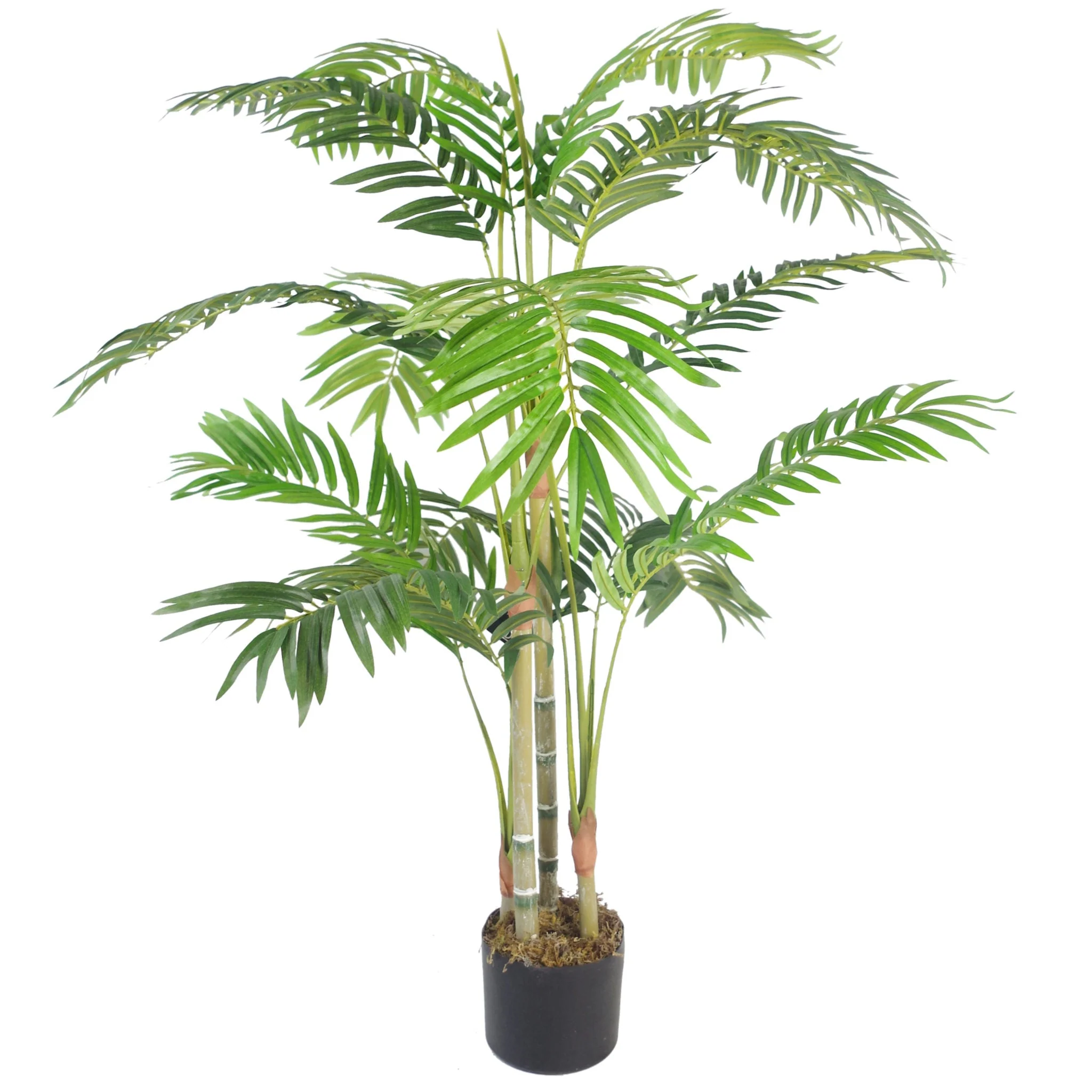 120cm (4ft) Premium Artificial Areca Palm with pot with Silver Metal Planter - Image 3
