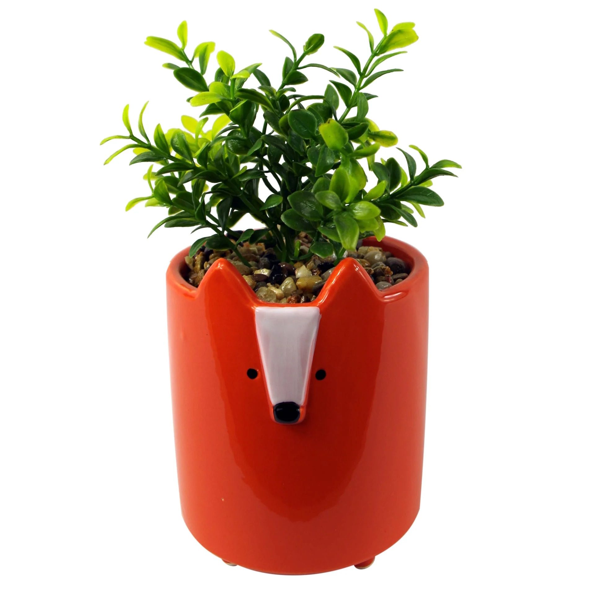 14cm Ceramic Orange Fox Planter - Image 2