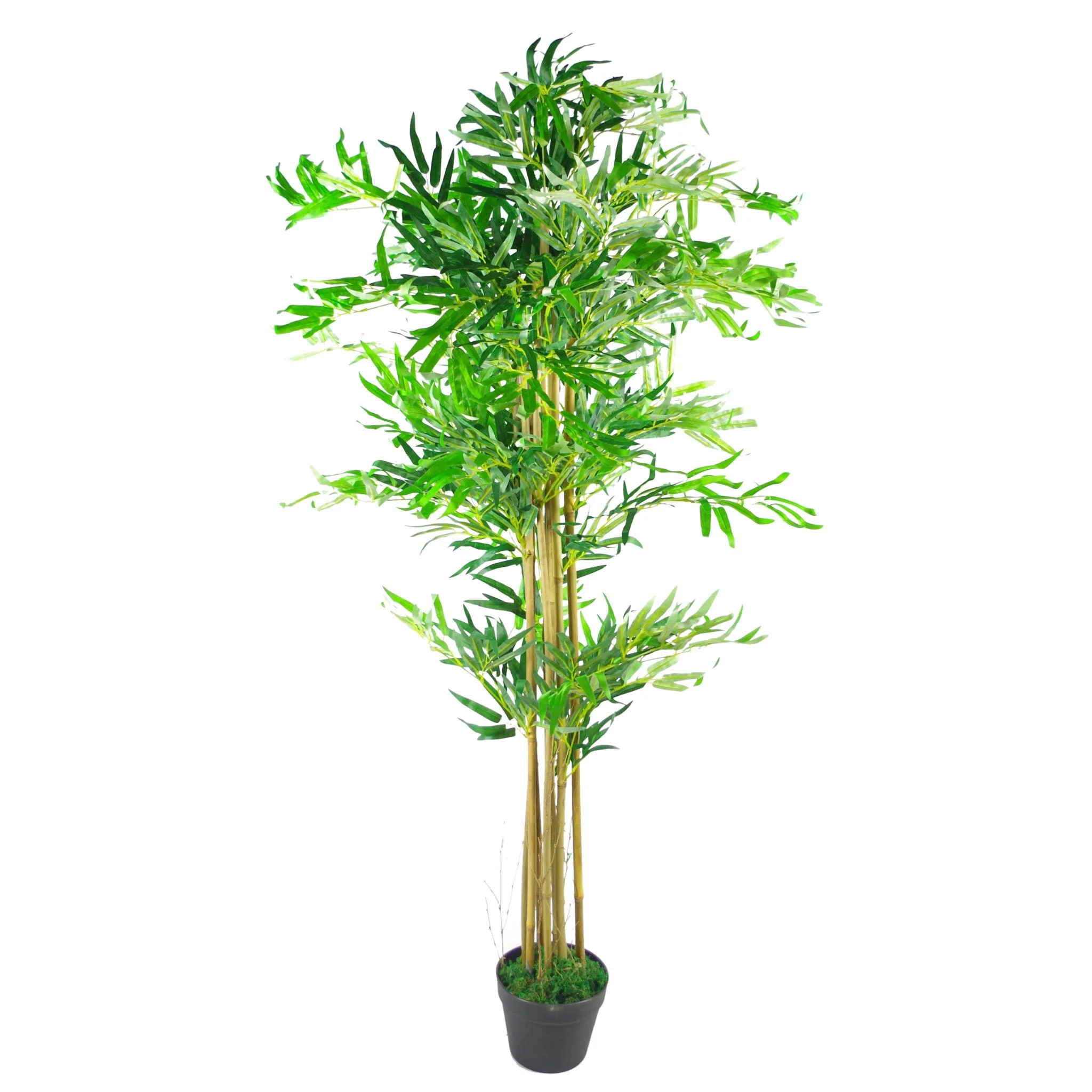 150cm (5ft) Natural Look Artificial Bamboo Plants Trees - XL with Silver Metal Planter - Image 3