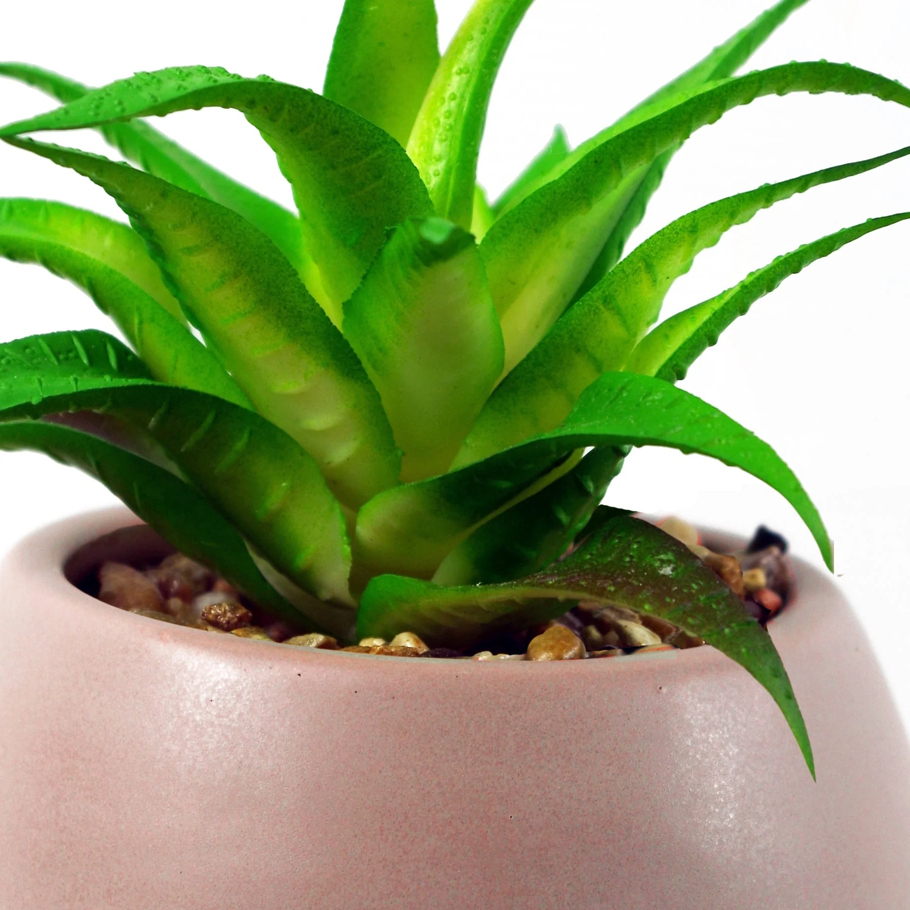 15cm Ceramic Pebble Pink Planter with Artificial Succulent Plant - Image 2