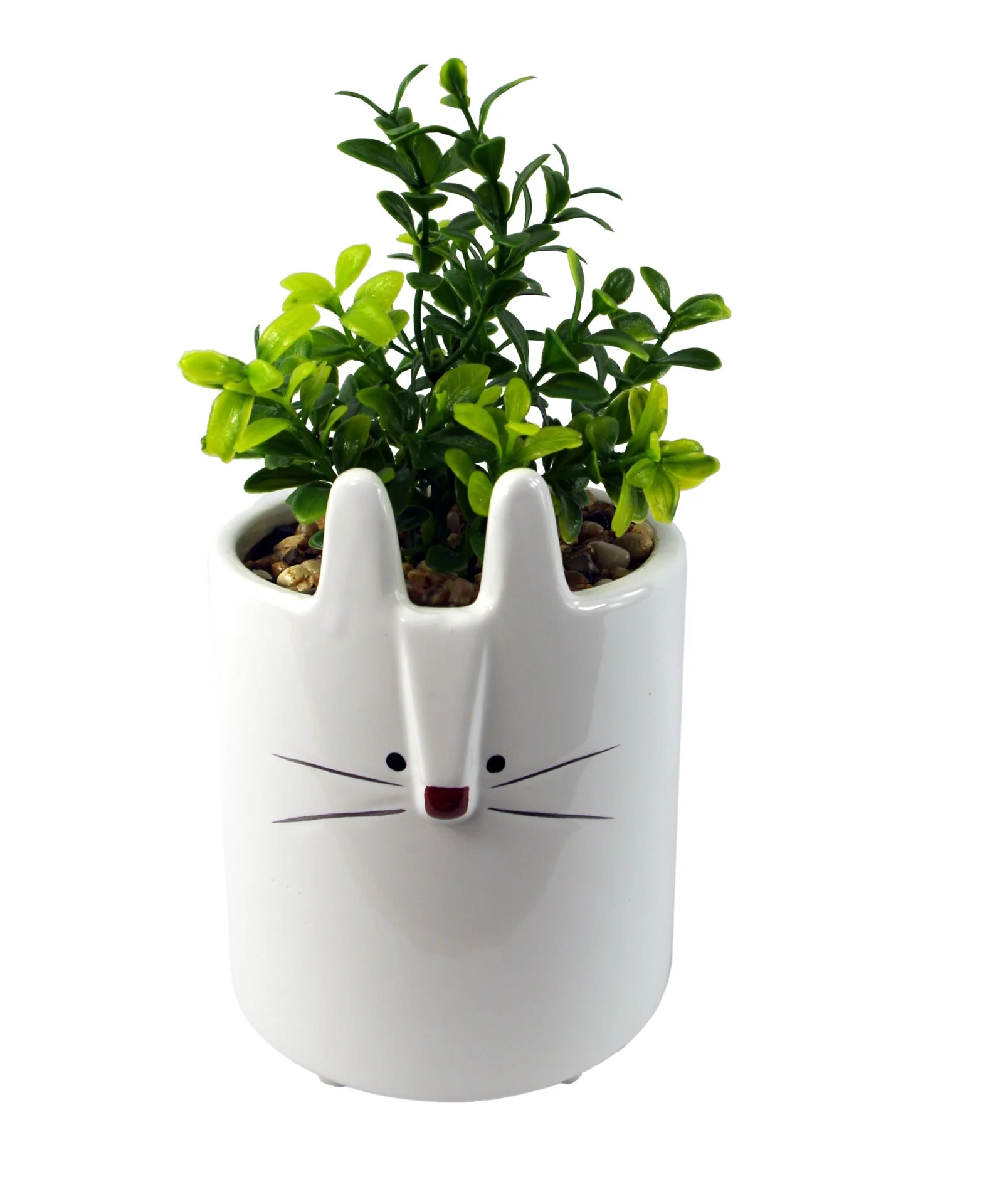 15cm Ceramic White Rabbit Planter - Image 2