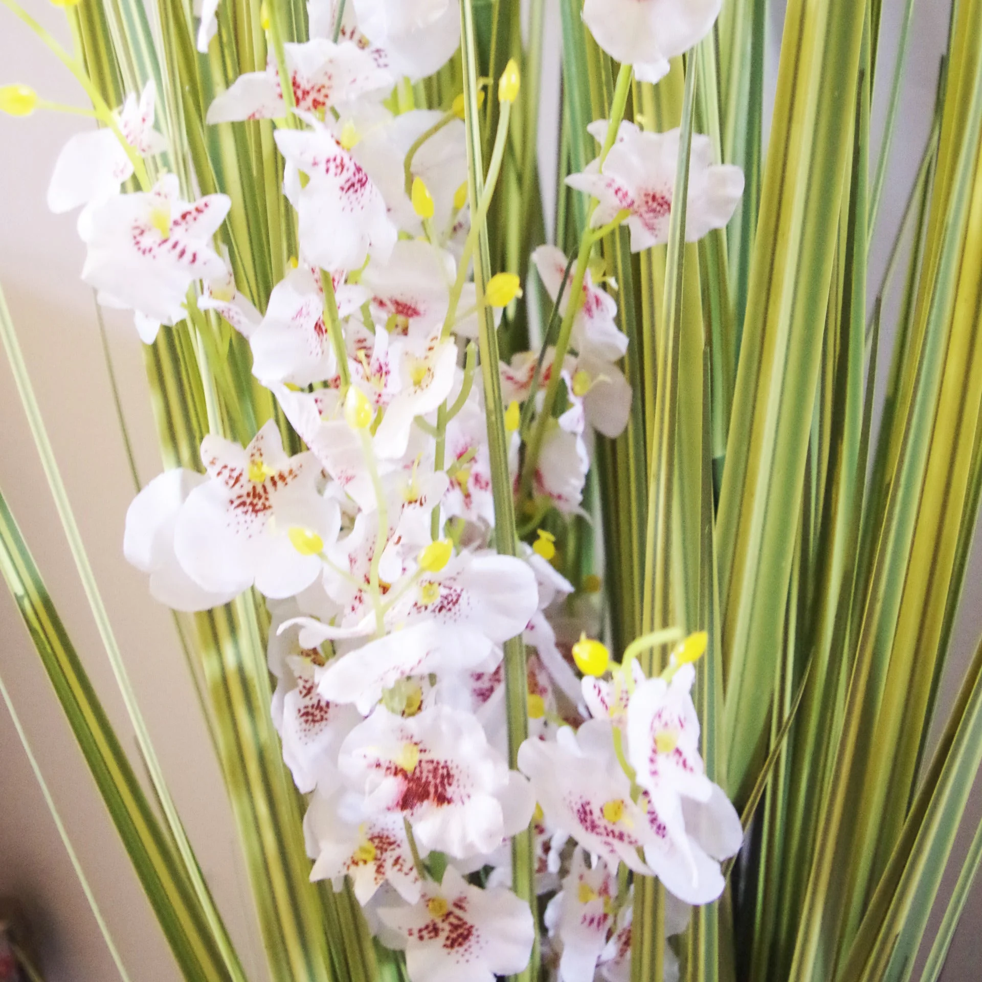 165cm Artificial Grass Plant with White Orchid Flowers - Image 2