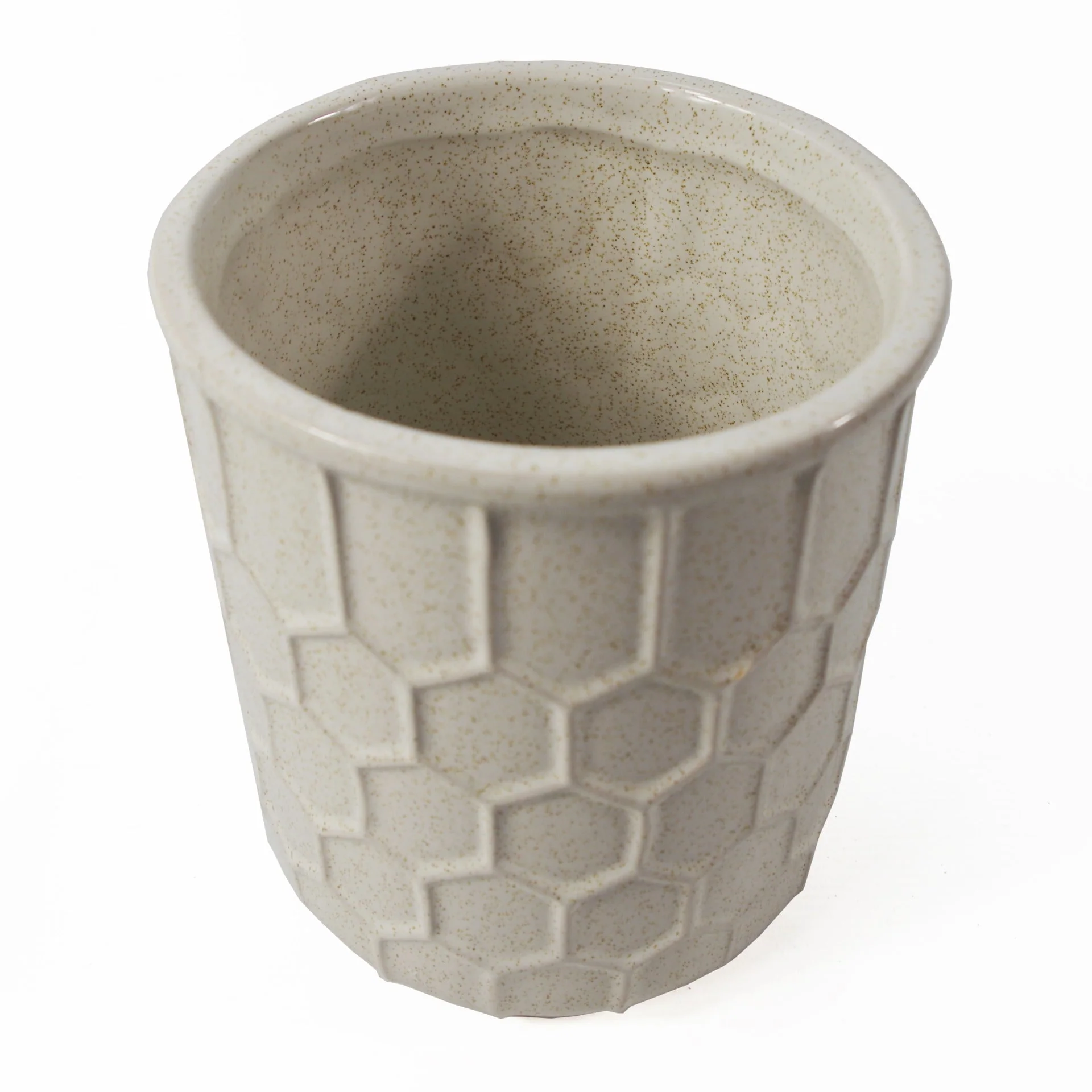 16cm White Honeycomb Ceramic Planter - Image 4