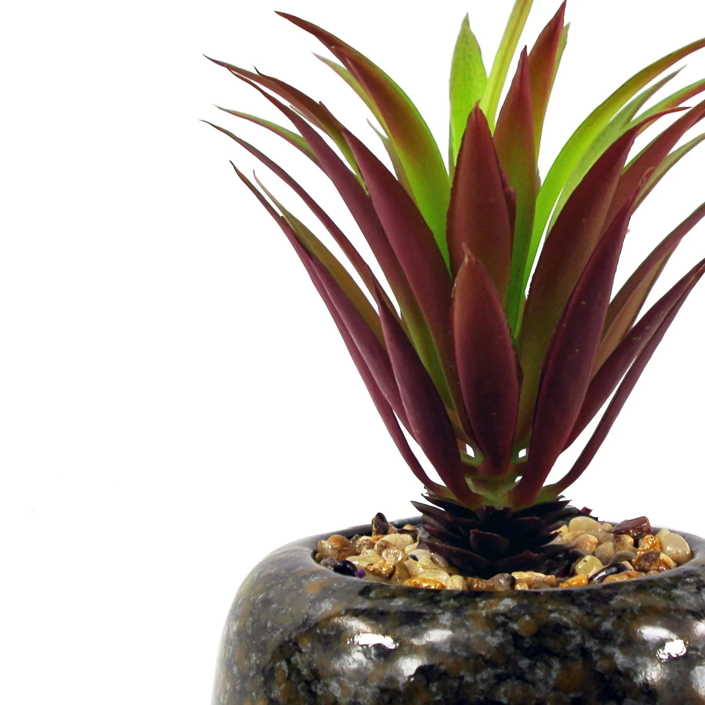 18cm Ceramic Spotted Planter with Artificial Red Dracaena Plant - Image 2