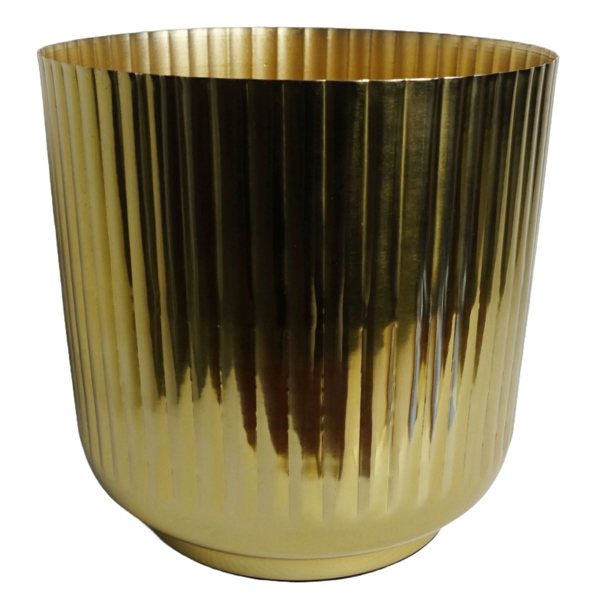 20cm Gold Fluted Metal Planter - Image 3