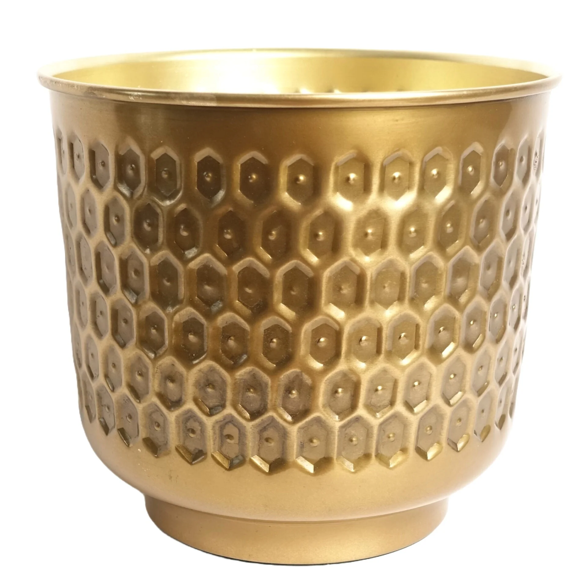 20cm Gold Honeycomb Metal Planter by Leaf - Image 3