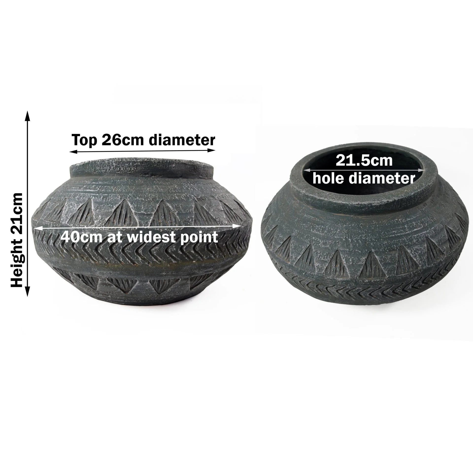 21cm x 40cm Large Grey Gliese Triangle Planter - Image 3