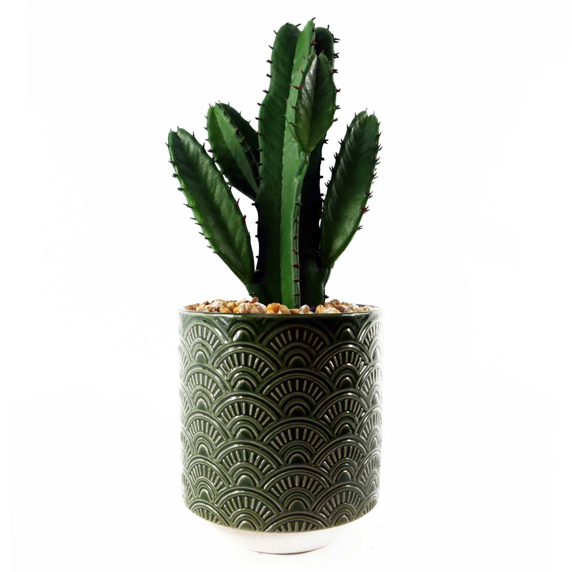 23cm Artificial Cactus with Green Ceramic Planter - Image 3