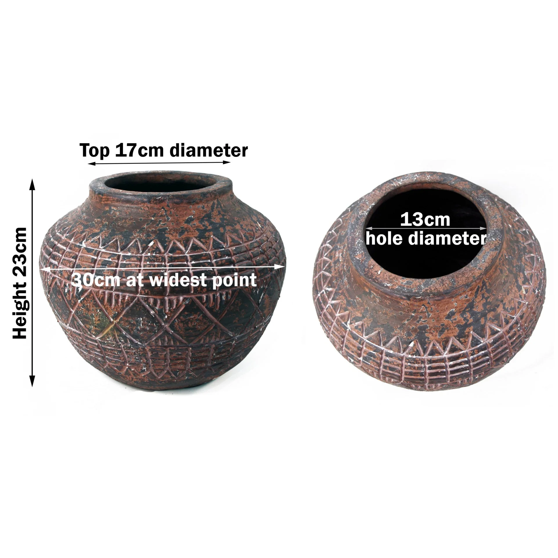 23cm x 30cm Large Aztec Vase Planter - Image 3