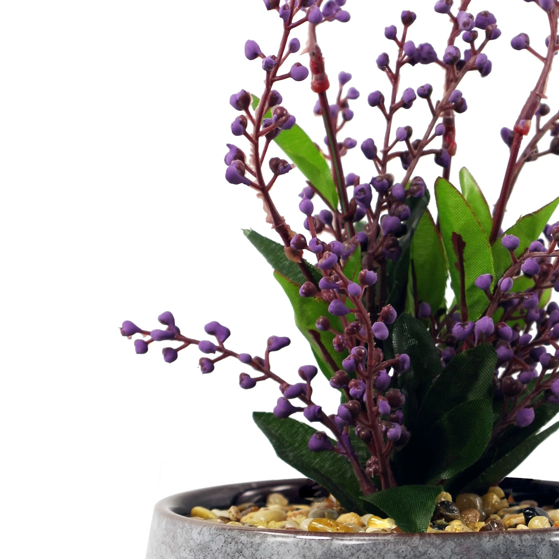 28cm Ceramic Tall Blue Planter with Artificial Purple Vitex Negundo Plant - Image 2