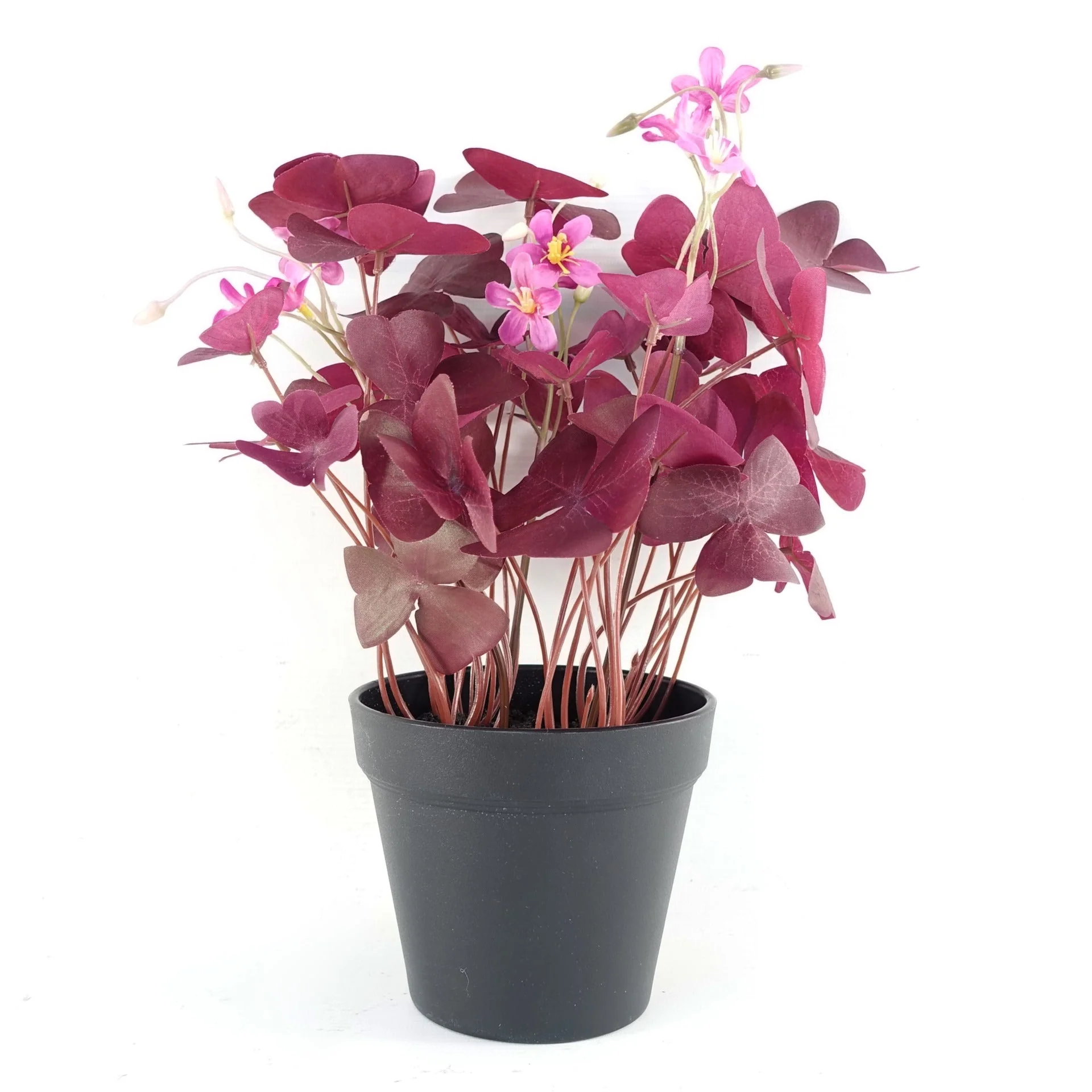 30cm Artificial Plant Purple Shamrock Pink Flowers Potted - Image 4