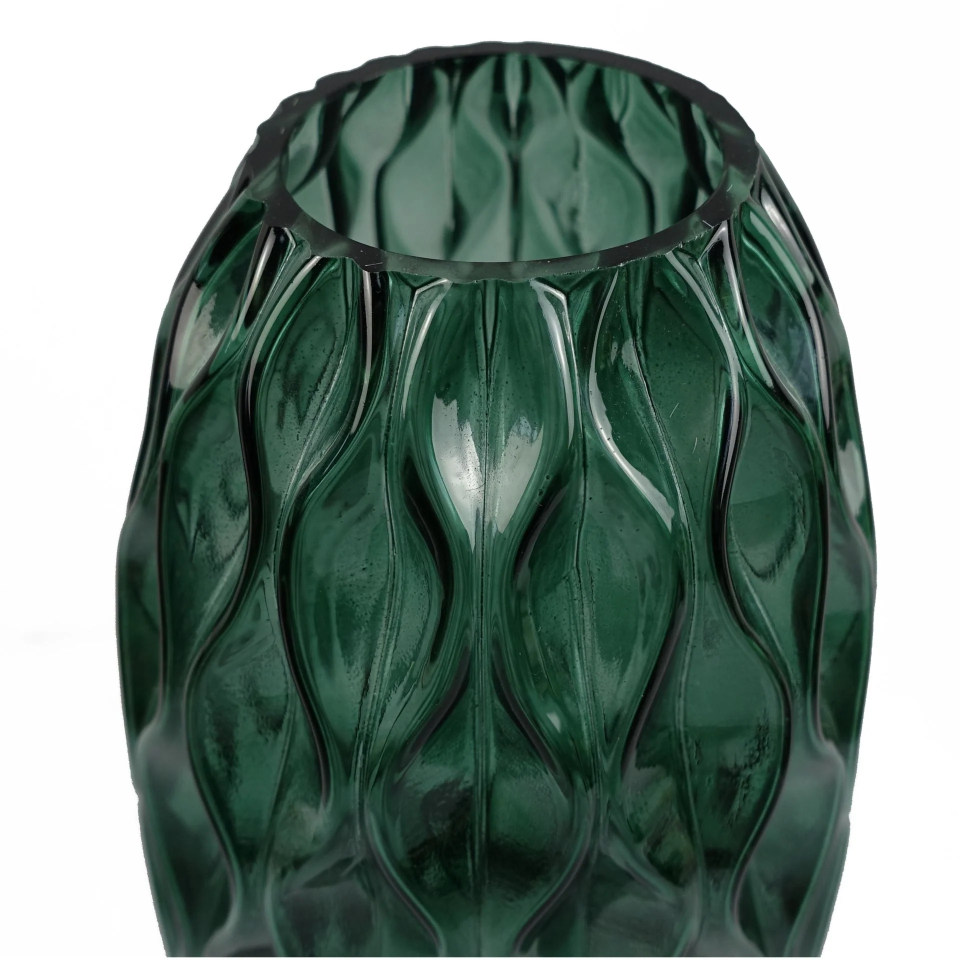 30cm Green Waves Glass Vase - Image 3