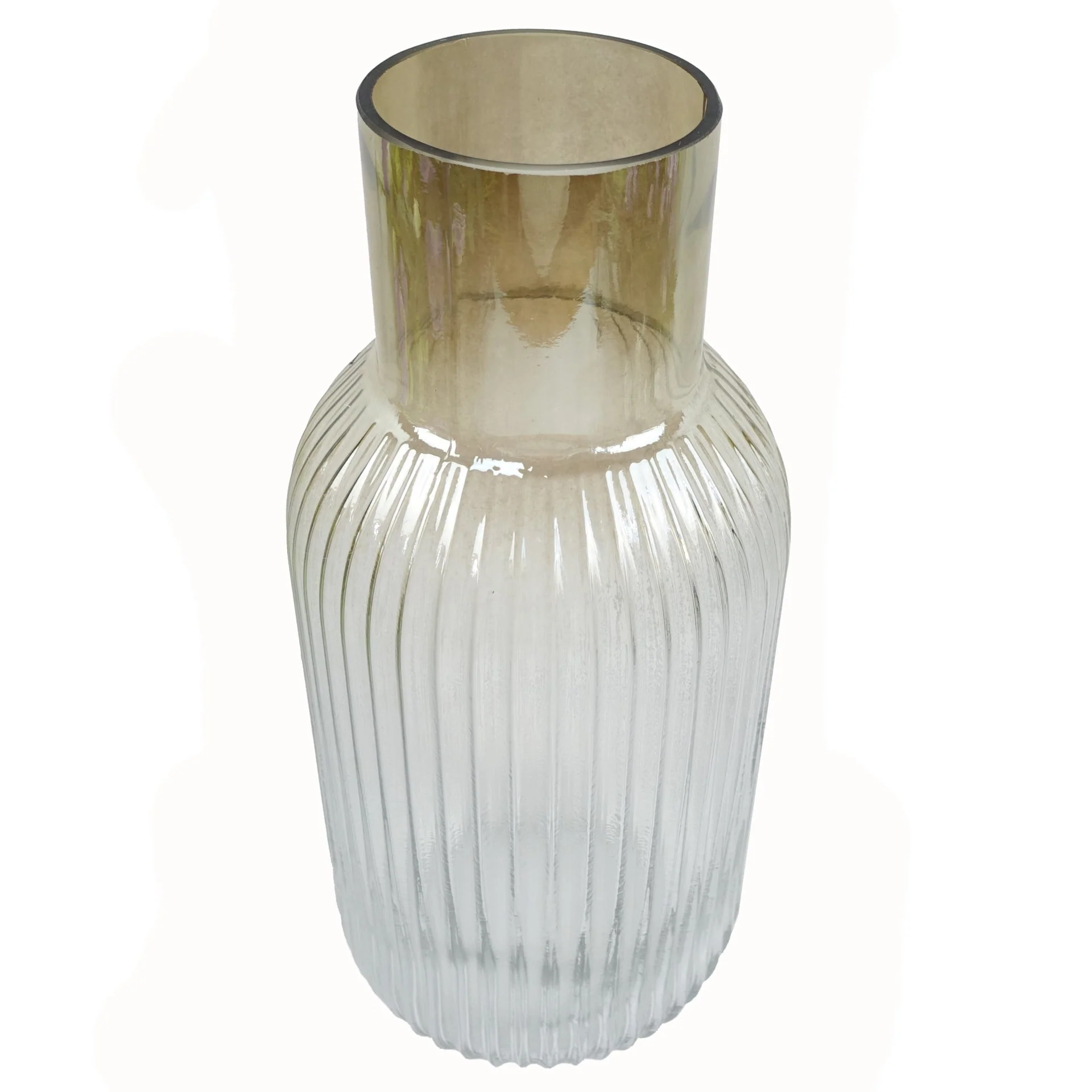 34cm Ridged Ombre Glass Vase - Image 3