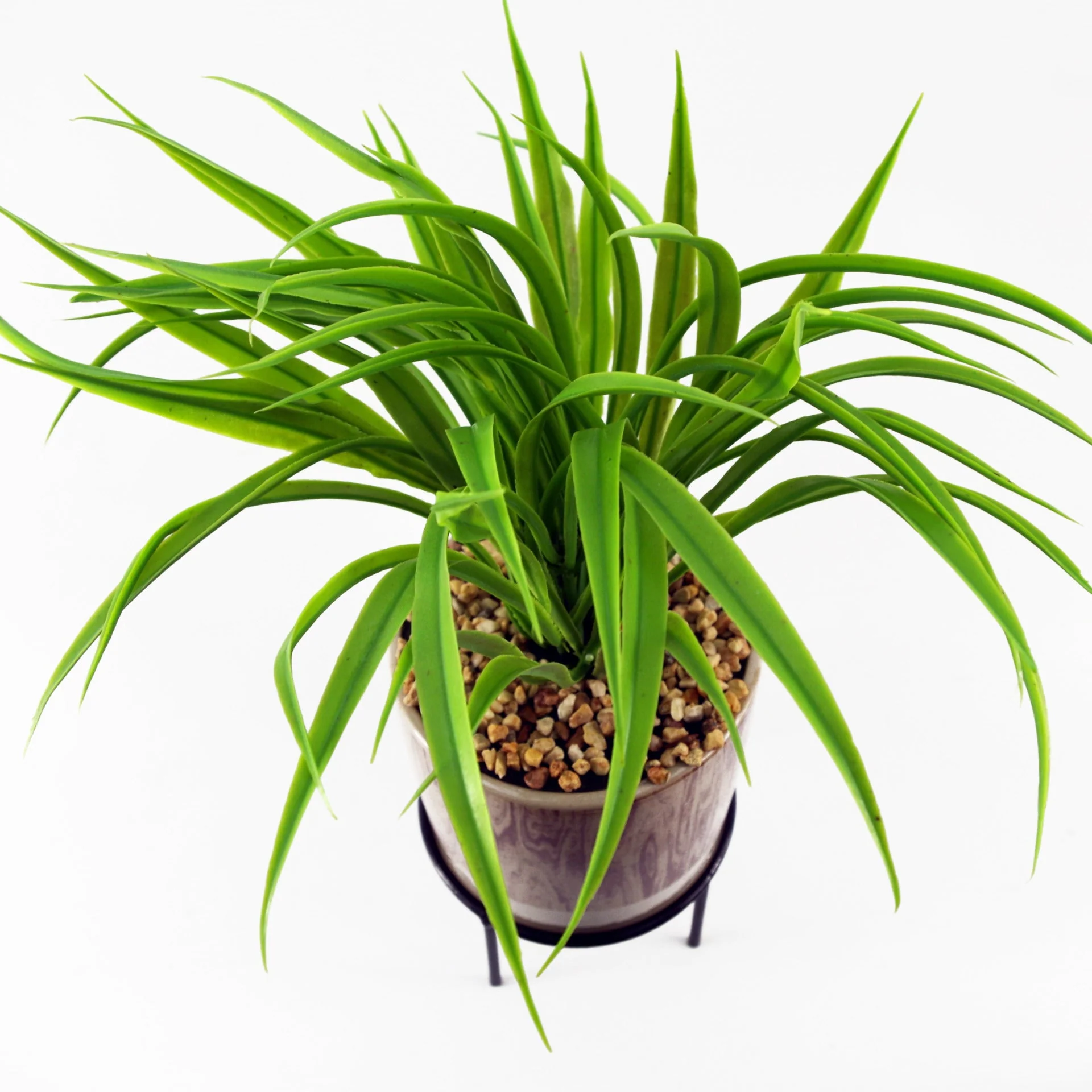 35cm Artificial Grass with Ceramic Planter & Metal Stand - Image 2