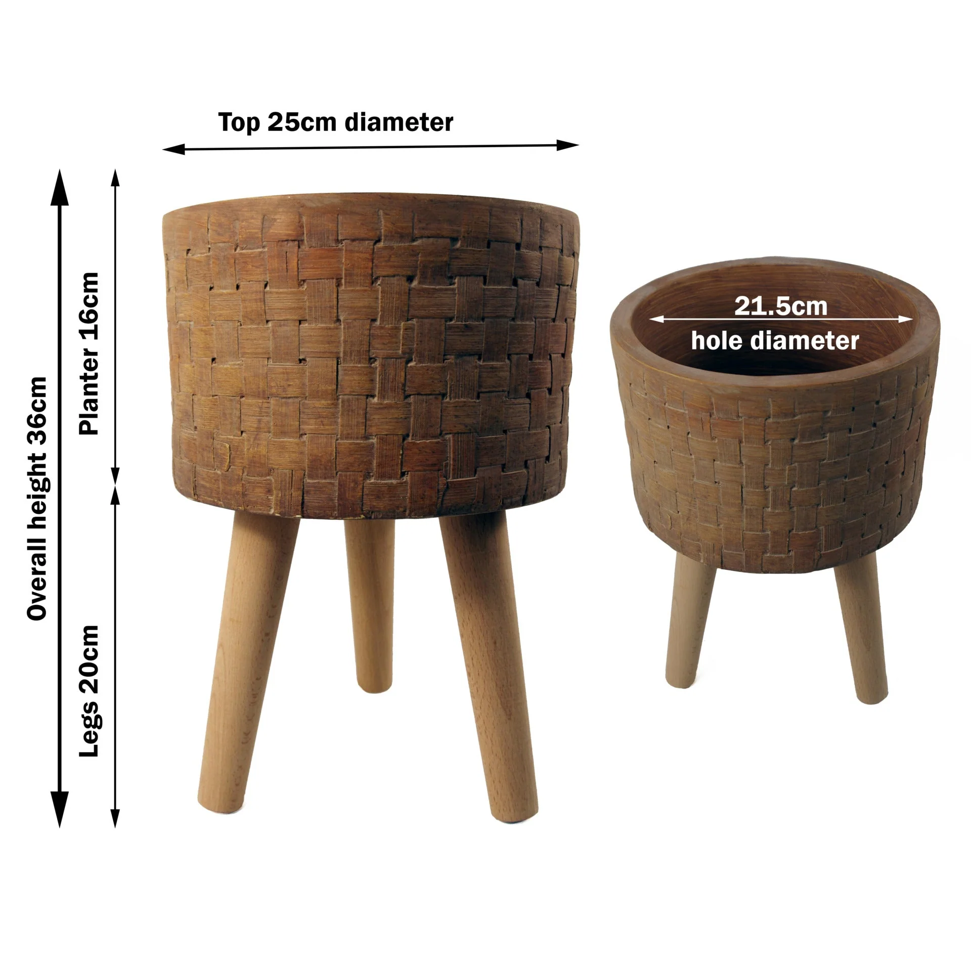 36cm x 25cm Woven Effect Composite Large Planter - Image 3