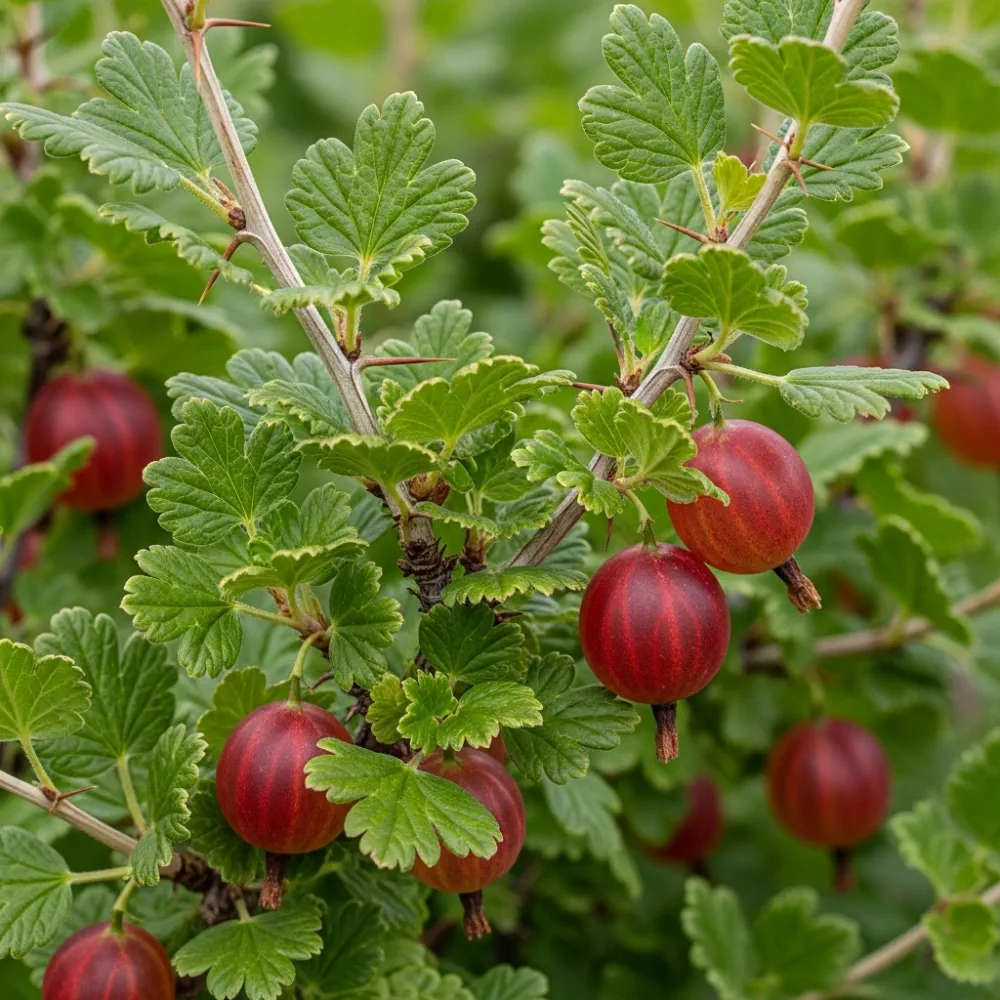 5ft Standard Hinnonmaki Red Gooseberry Bush | 5L Pot - Image 2