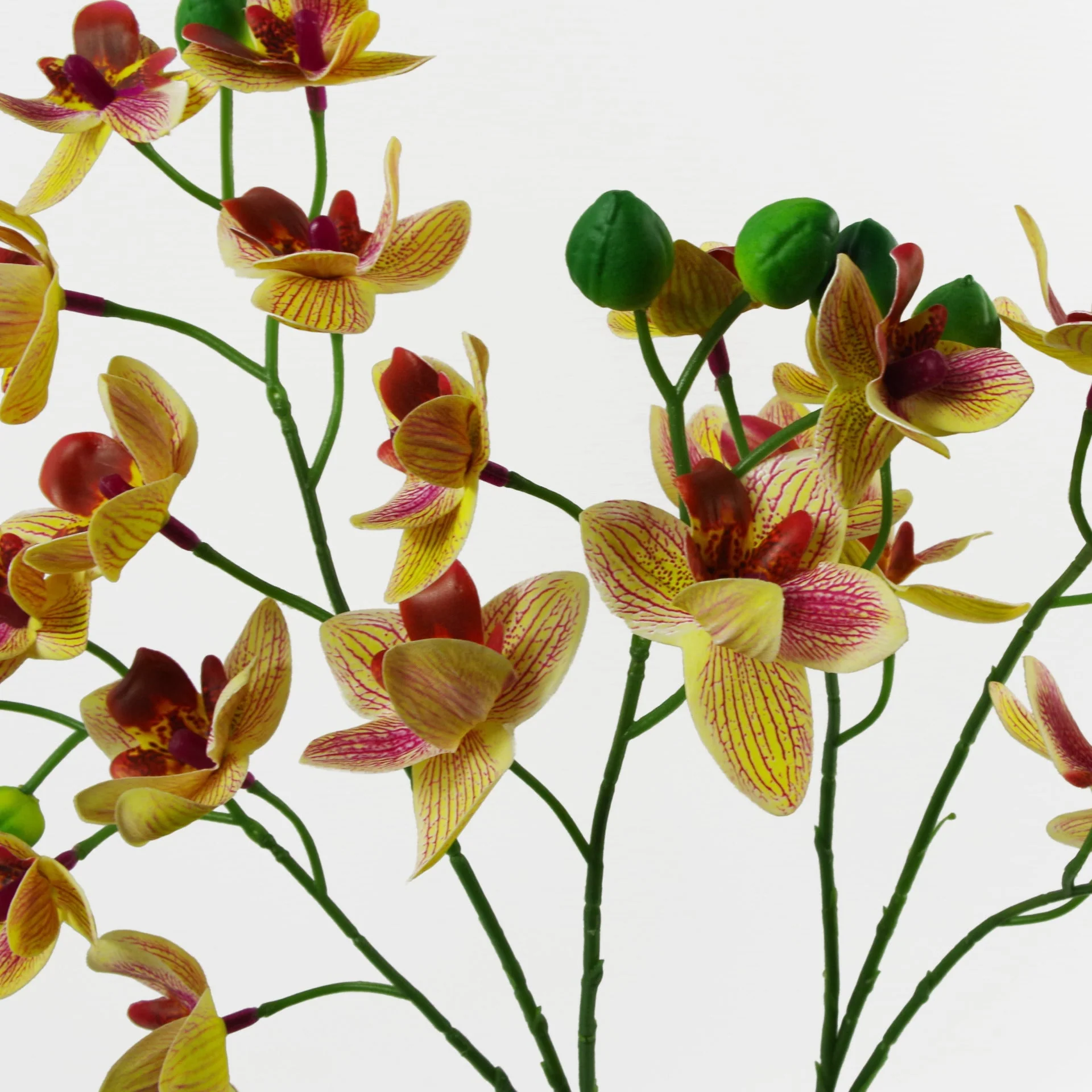 43cm Large Pink Yellow Artificial Orchid in Ceramic Planter - Image 2
