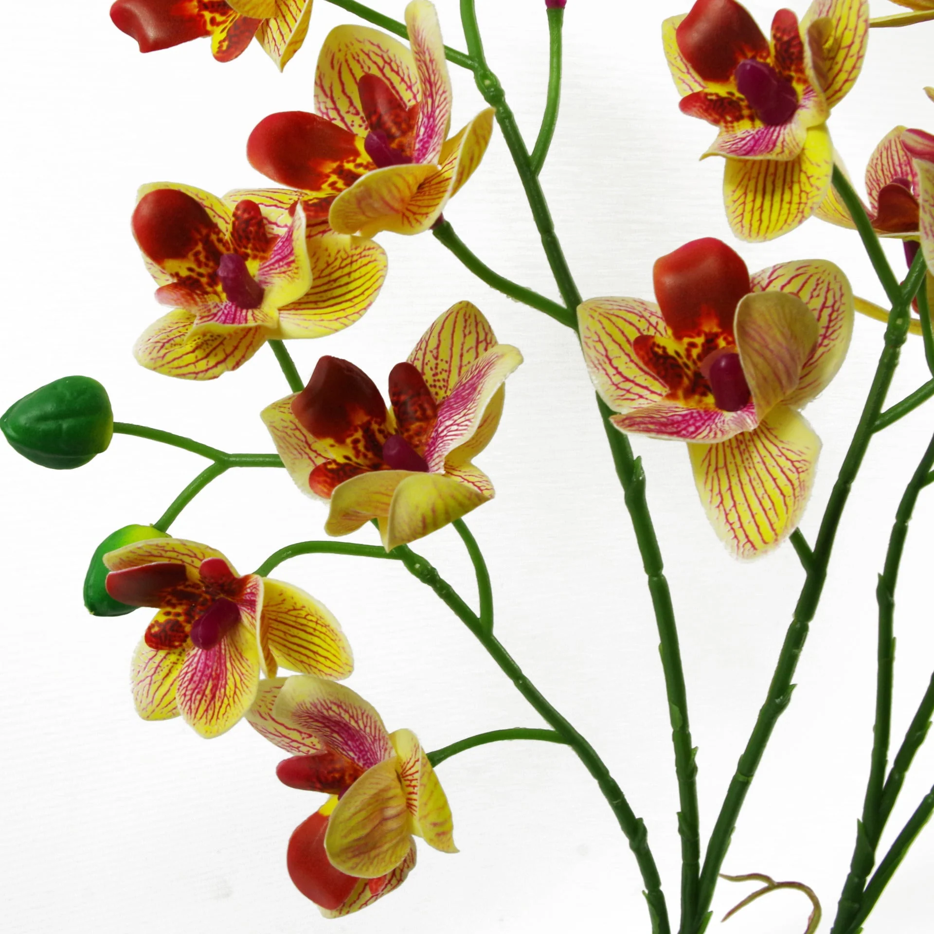 43cm Large Pink Yellow Artificial Orchid in Ceramic Planter - Image 4