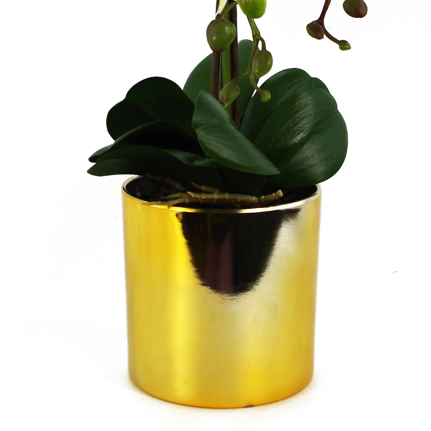 52cm Artificial Orchid Large - White / Gold - Image 3