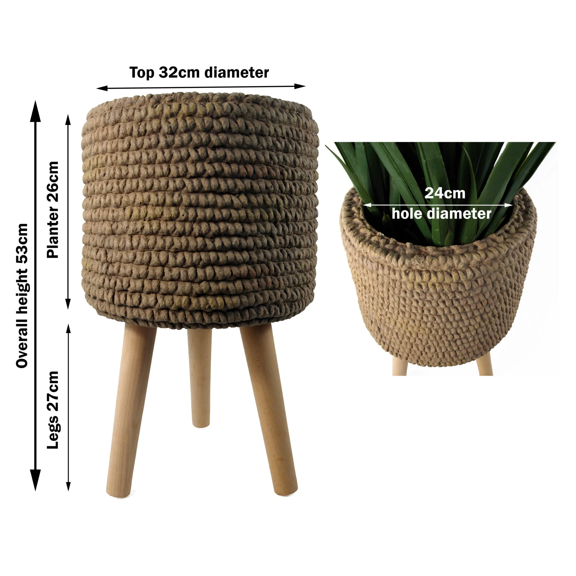 53cm x 32cm Seagrass Style Composite Large Planter - Image 3