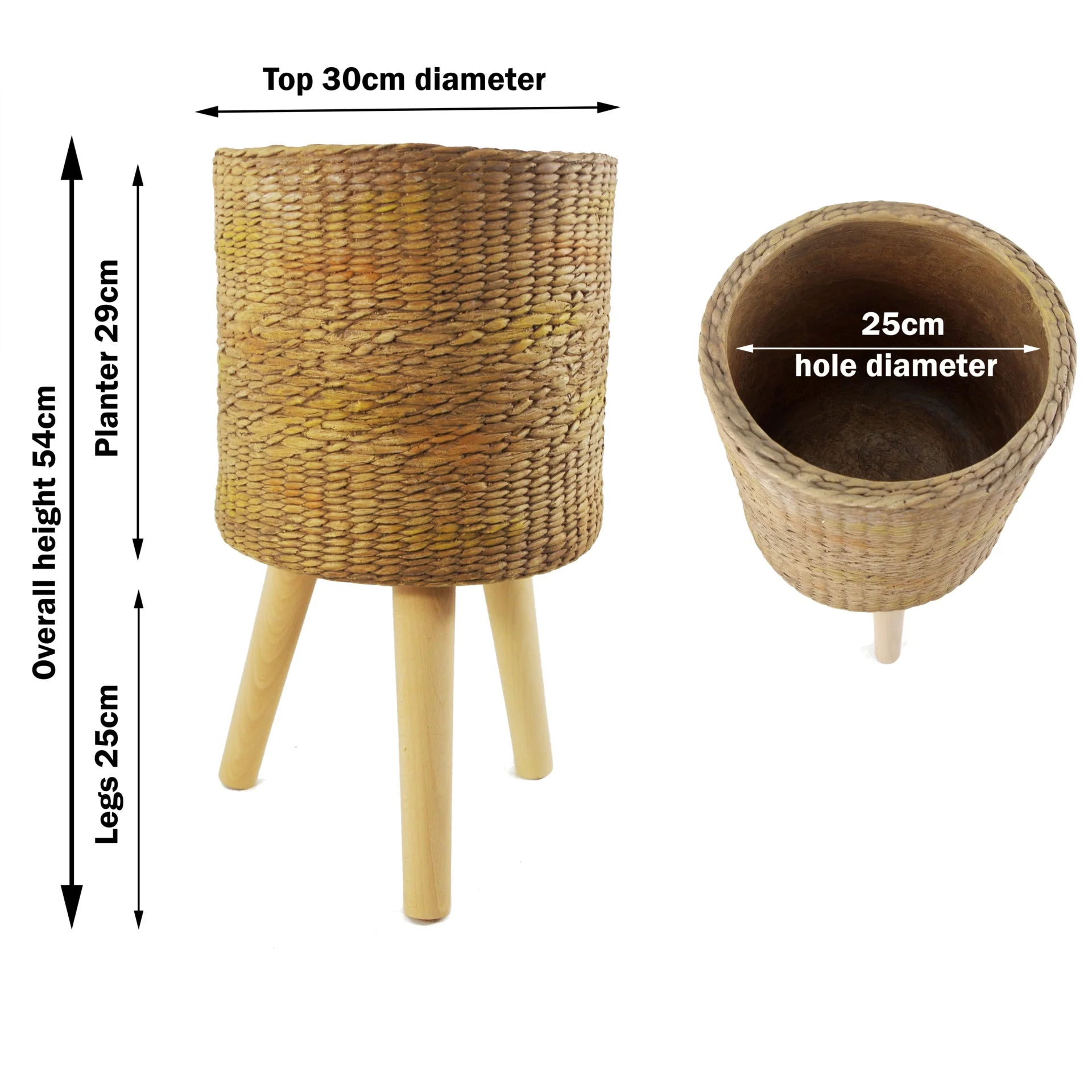 54cm x 30cm Rattan Effect Composite Large Planter - Image 3