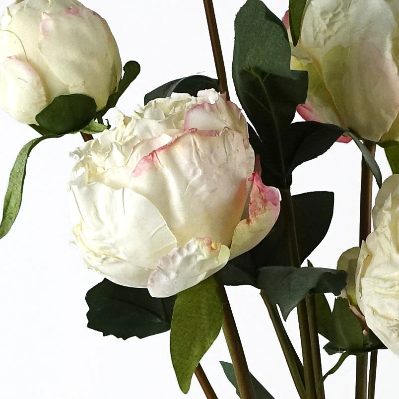 55cm Cream Peony Artificial Flowers Spray - Image 3