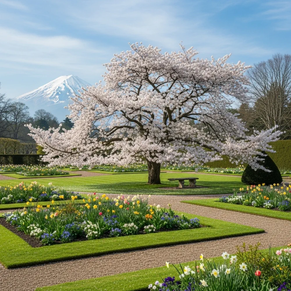 5ft 'Mount Fuji' Cherry Blossom Tree | Prunus serrulata 'Shirotae' | 7.5L Pot | 2 Years Old