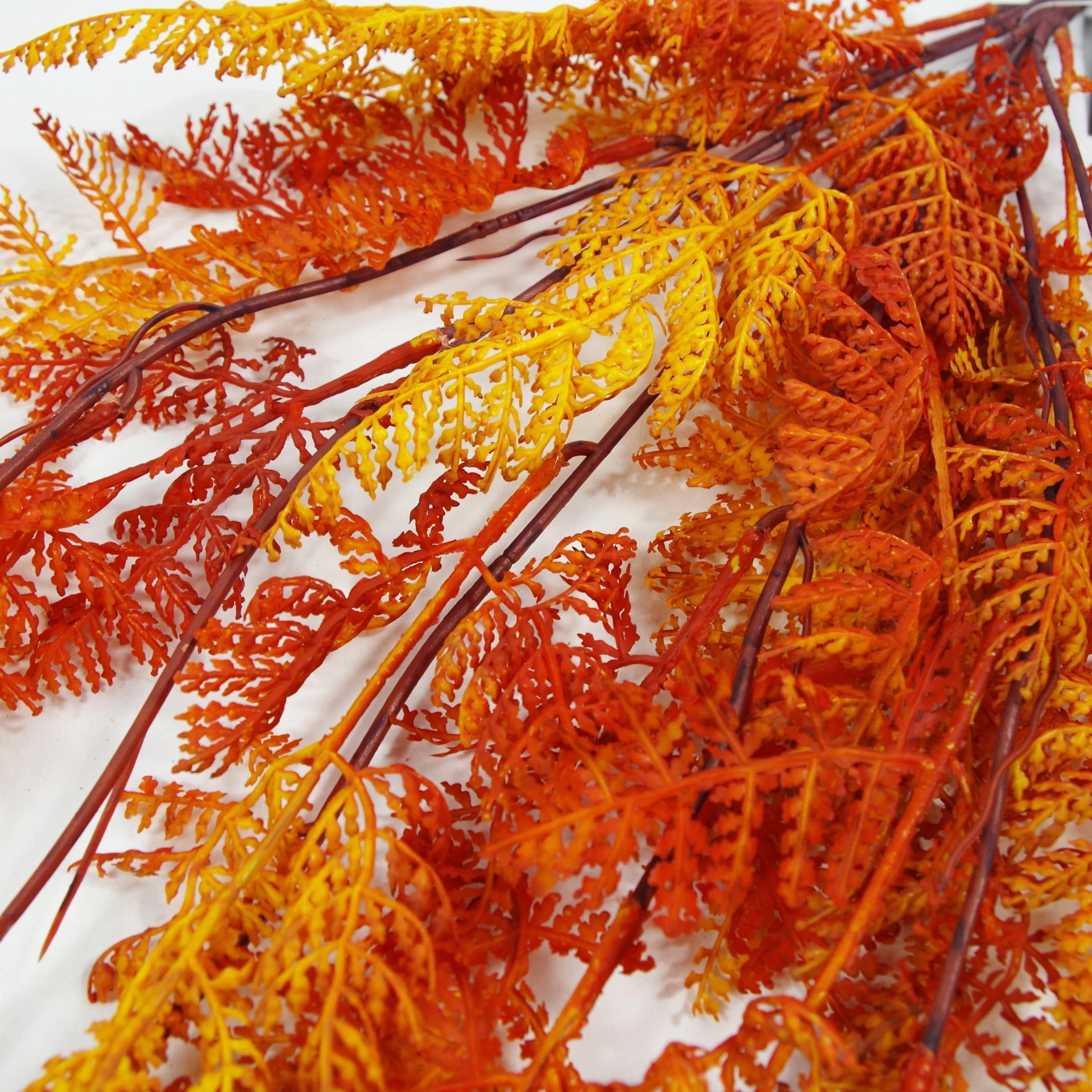 6 x 100cm Artificial Hanging Maidenhair Fern Plant Autumn Orange - Image 4