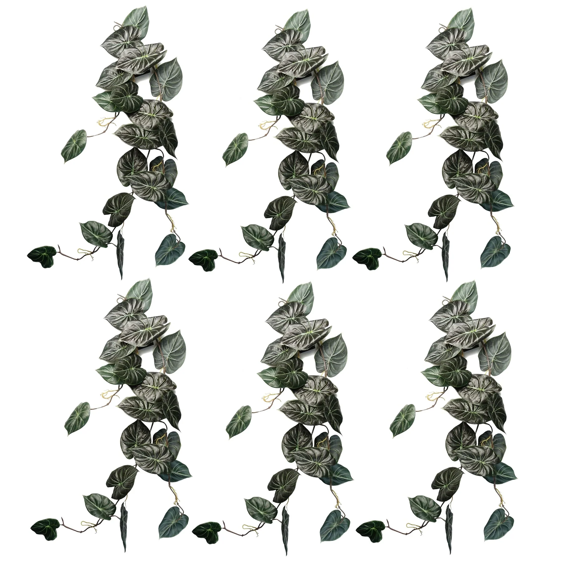 6 x 120cm Artificial Hanging Trailing Plant Alocasia Dragon Scale Dark