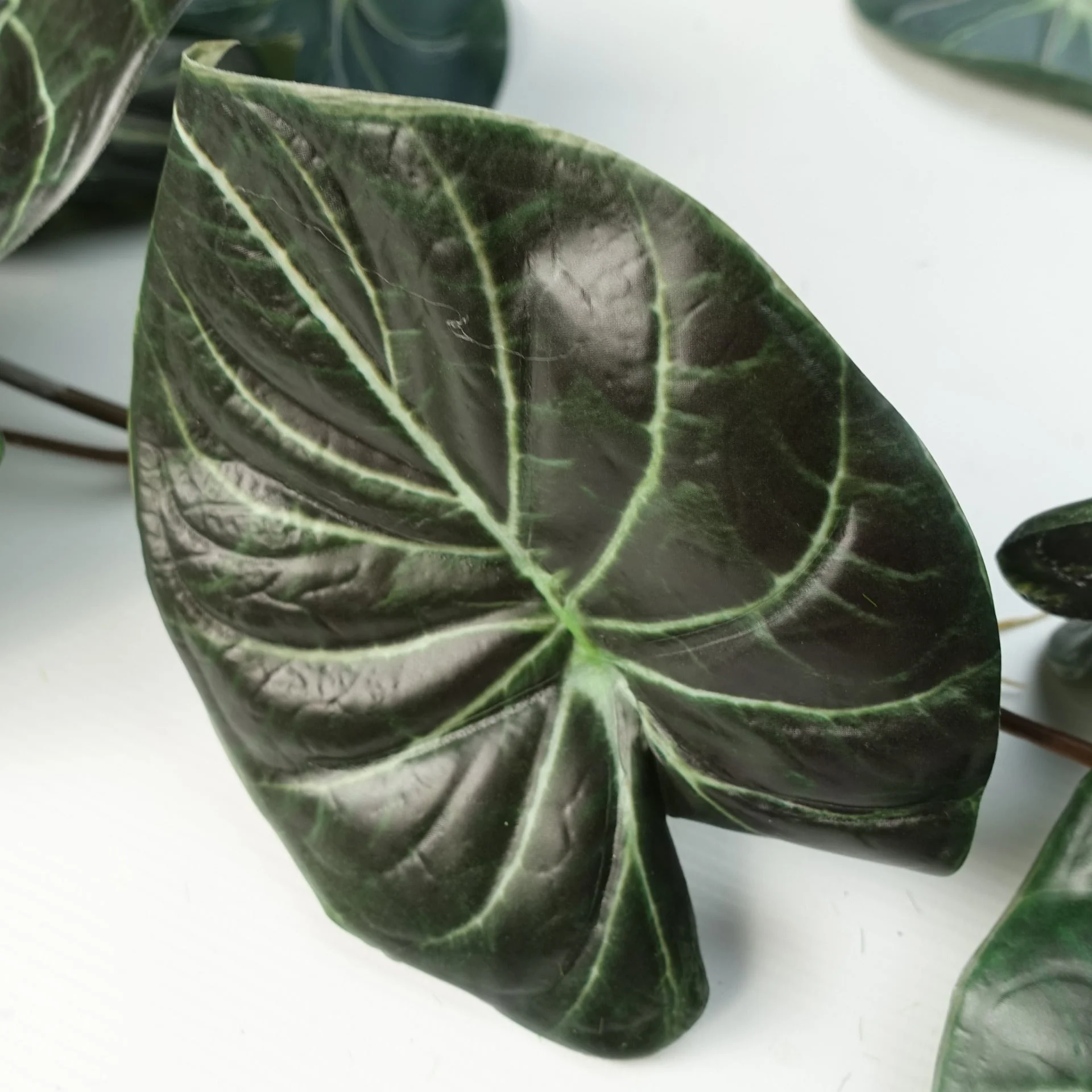 6 x 120cm Artificial Hanging Trailing Plant Alocasia Dragon Scale Dark - Image 2