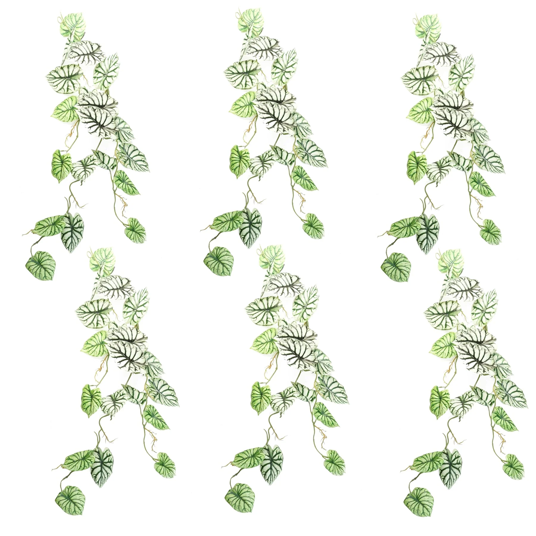 6 x 120cm Artificial Hanging Trailing Plant Alocasia Dragon Scale Light