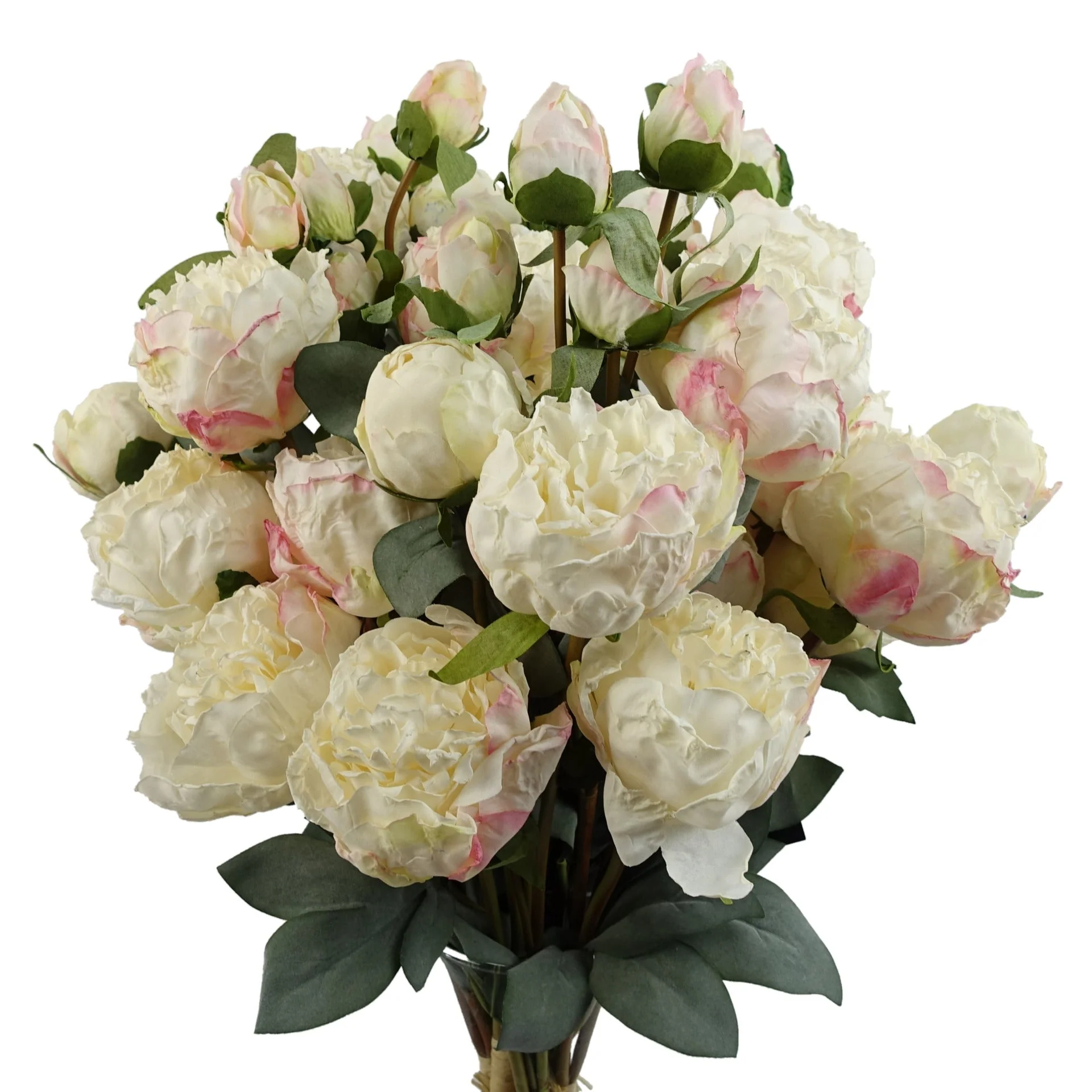6 x 55cm Cream Peony Artificial Flower Stems - Image 2