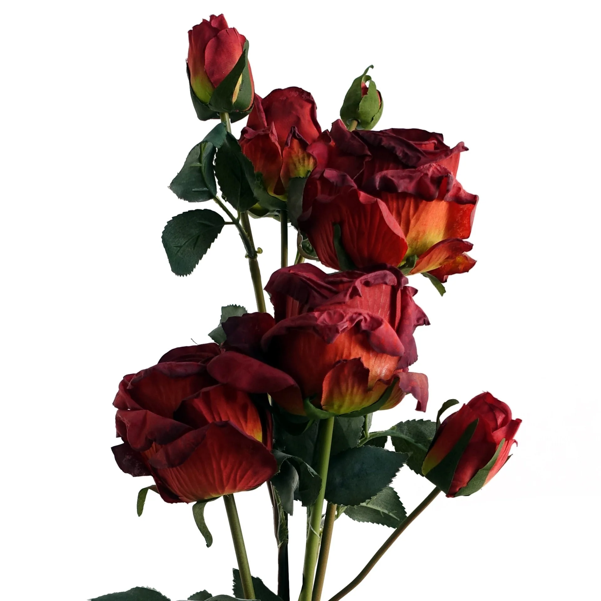 6 x 60cm Red Rose Artificial Flower Sprays - 24 Flowers 18 Buds - Image 3