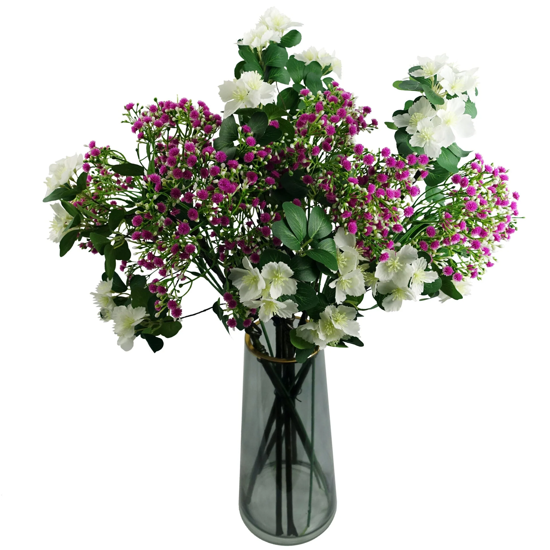 60cm Flower Foliage Spray - White - Image 3