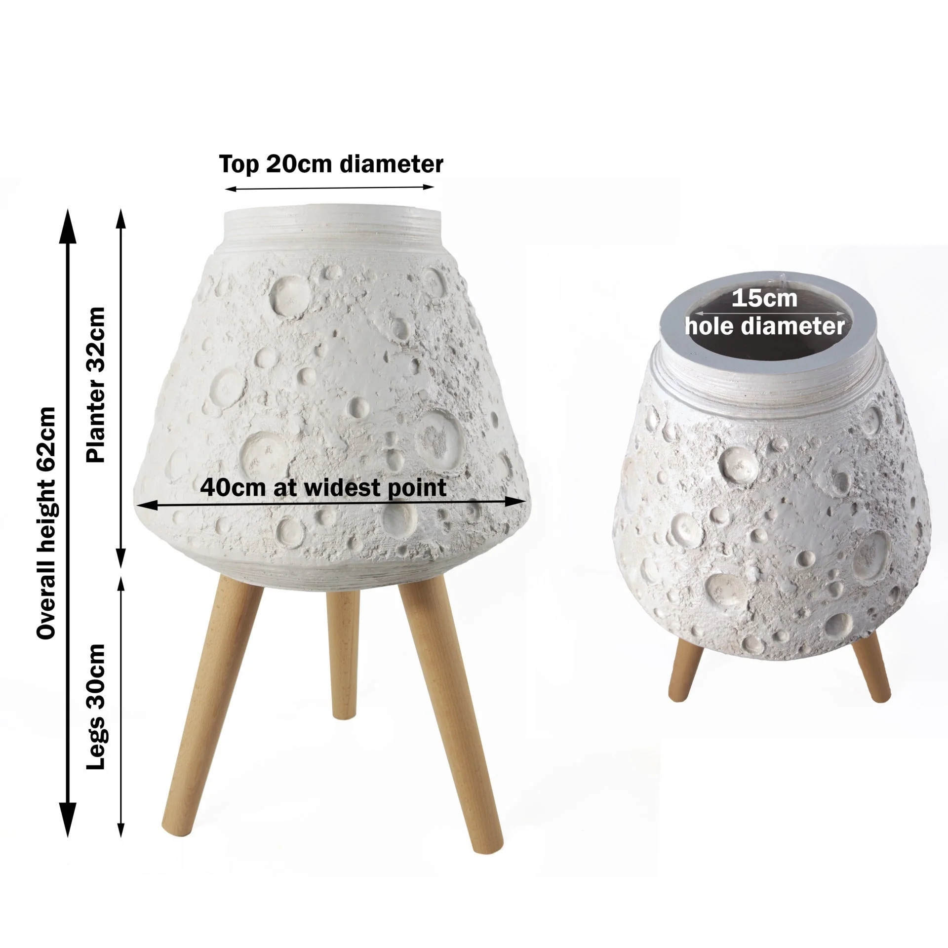 62cm x 40cm Large Lunar White Planter - Image 3