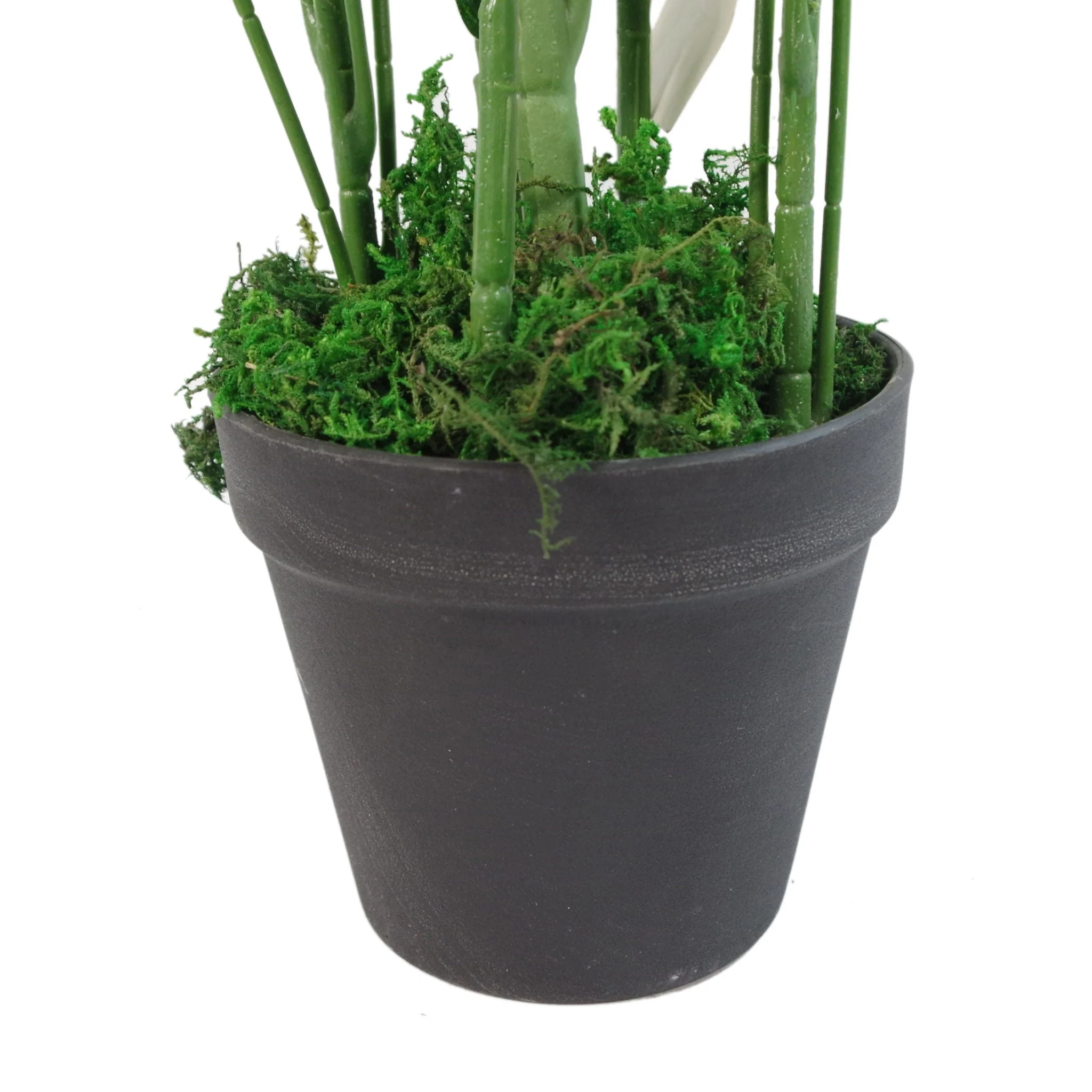 65cm Artificial Large Leaf Bamboo Shrub Plant with Copper Metal Planter - Image 3