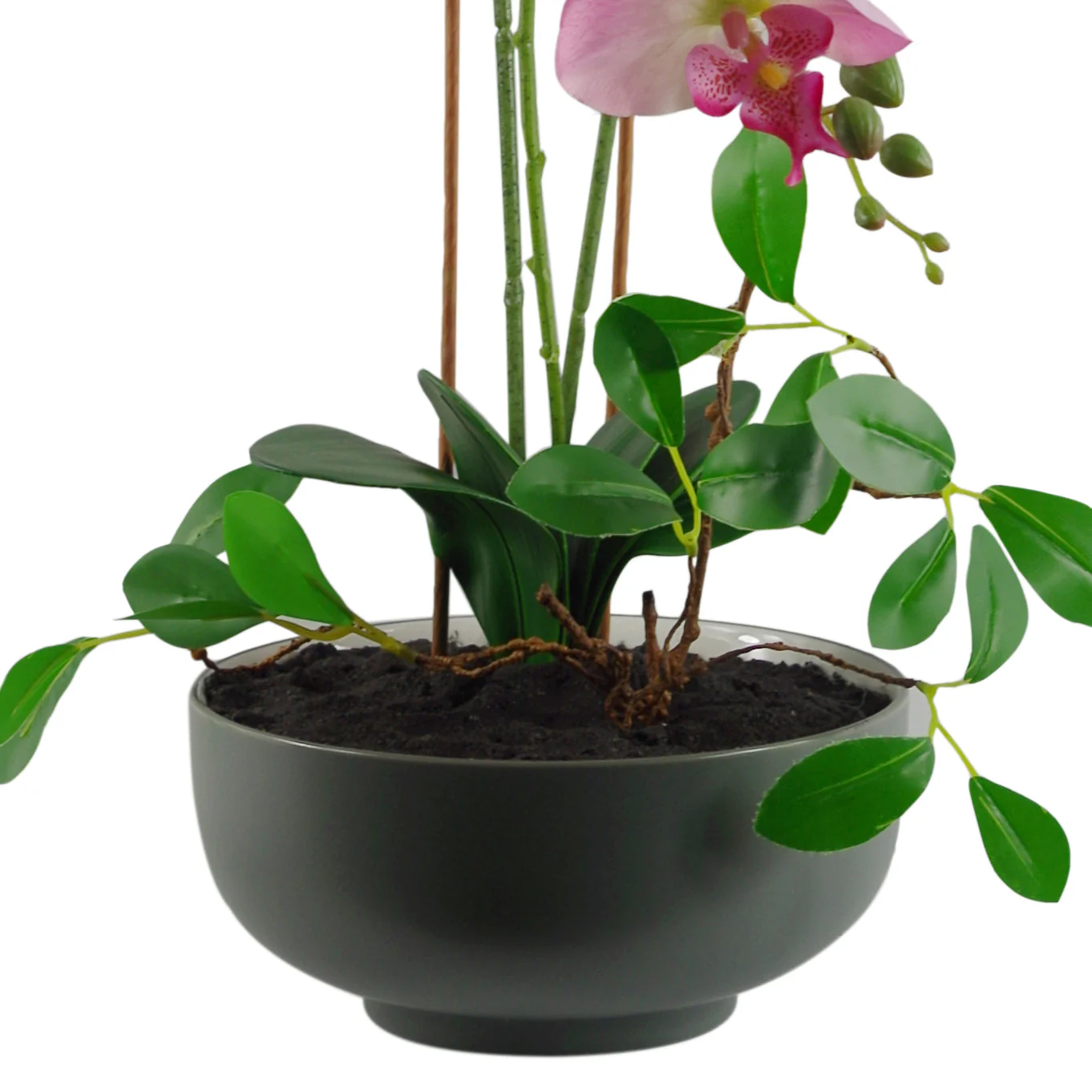 65cm Artificial Orchid Light Pink in Glazed Planter - Image 2