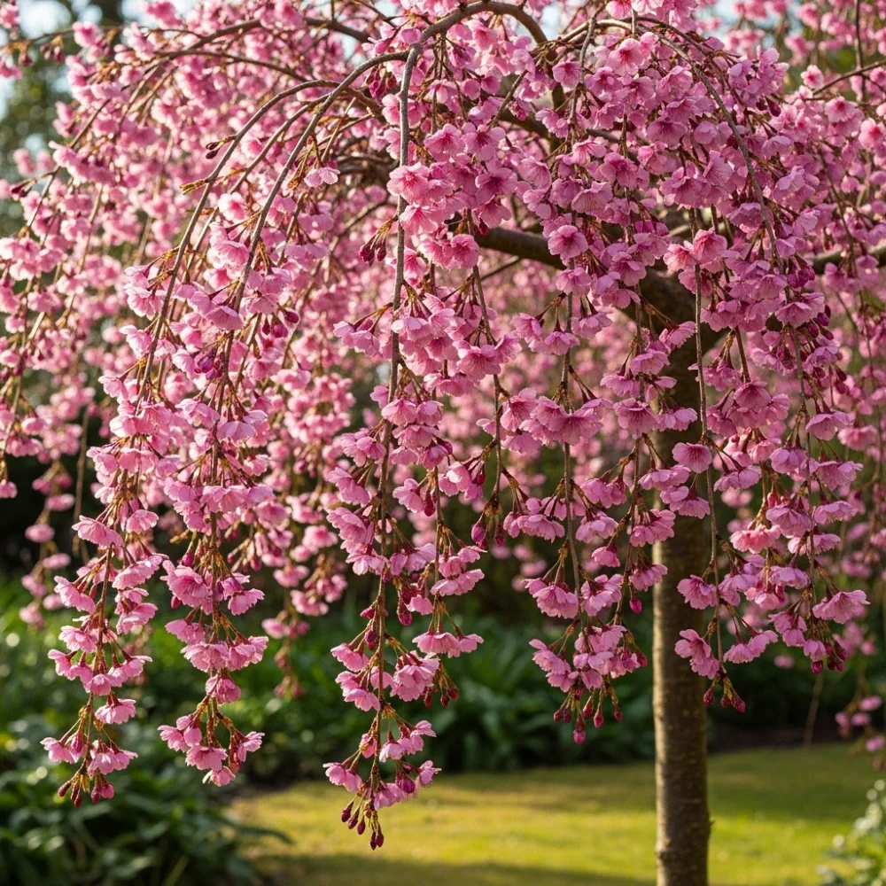 7ft Half-Standard 'Pendula Rubra' Mature Single Pink Weeping Cherry Blossom Tree | 6/8cm Girth | Grown in 20L Airpot