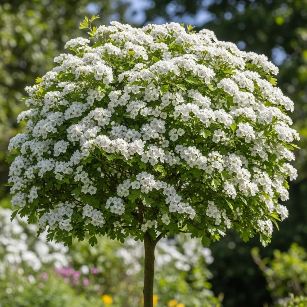 7ft Half-Standard 'Plena' Mature Double White Hawthorn Tree | 6/8cm Girth | Grown in 20L Airpot
