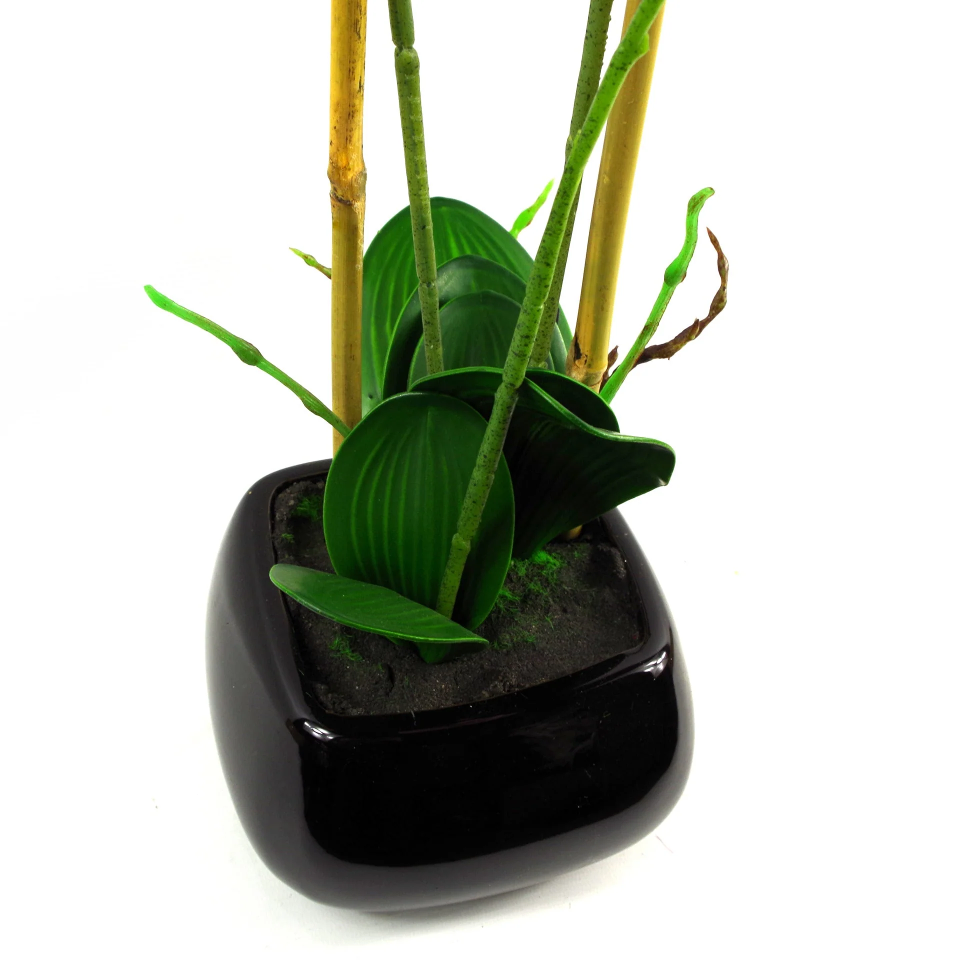 70cm Artificial Orchid Light Pink with Black Ceramic Planter - Image 4