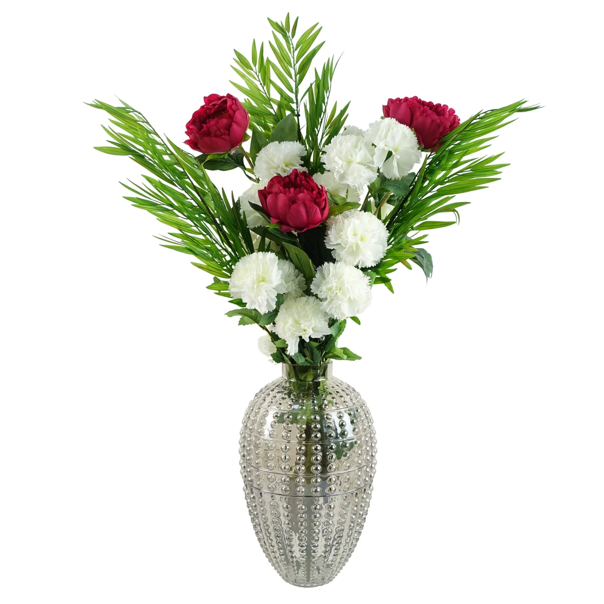 70cm White Artificial Carnation Stem - 4 Flowers - Image 4
