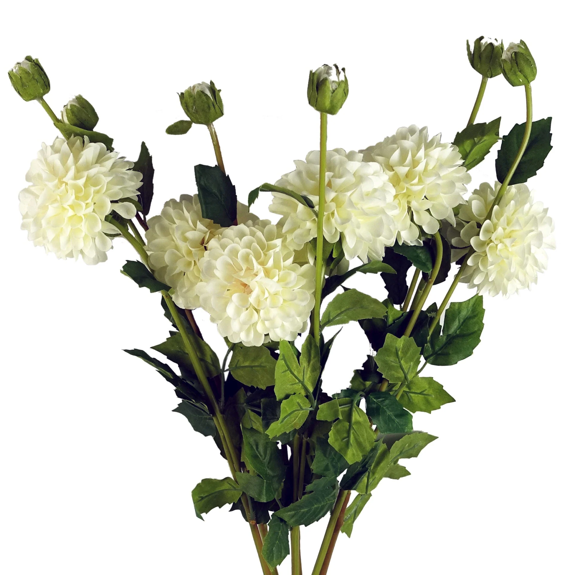 75cm Artificial Dahlia PomPom Flower Stem Cream - Image 4