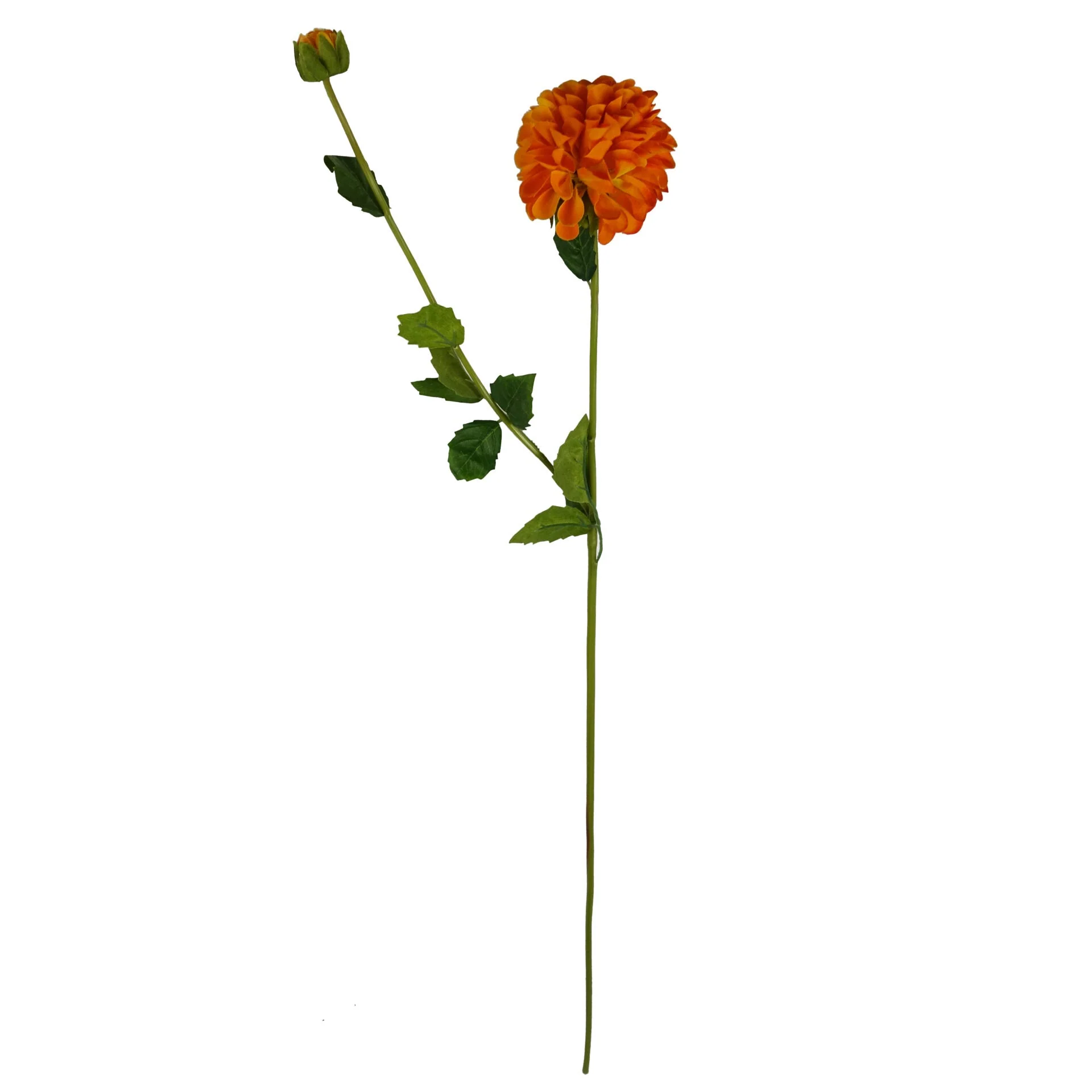 75cm Artificial Dahlia PomPom Flower Stem Orange - Image 2