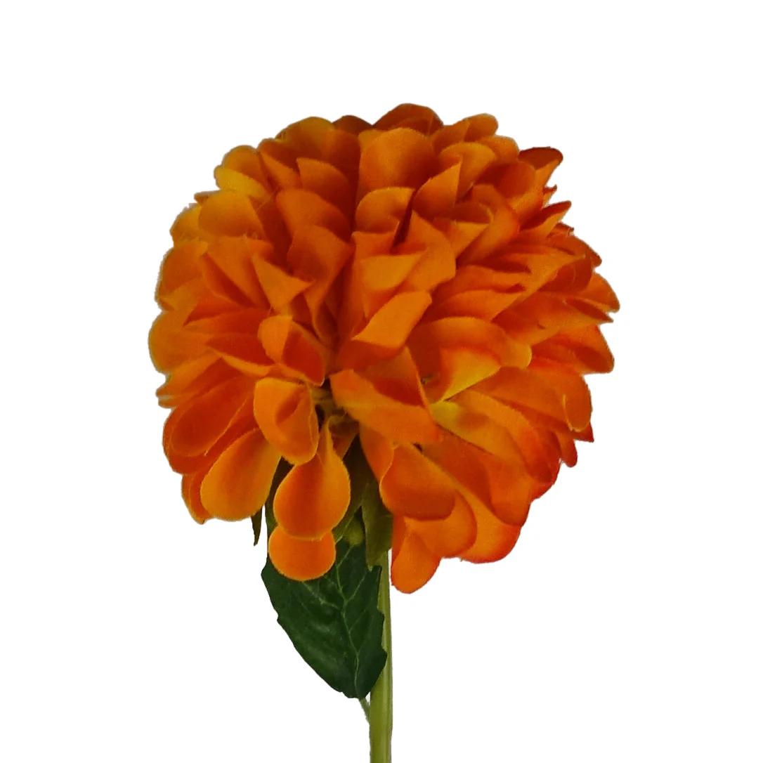 75cm Artificial Dahlia PomPom Flower Stem Orange - Image 4