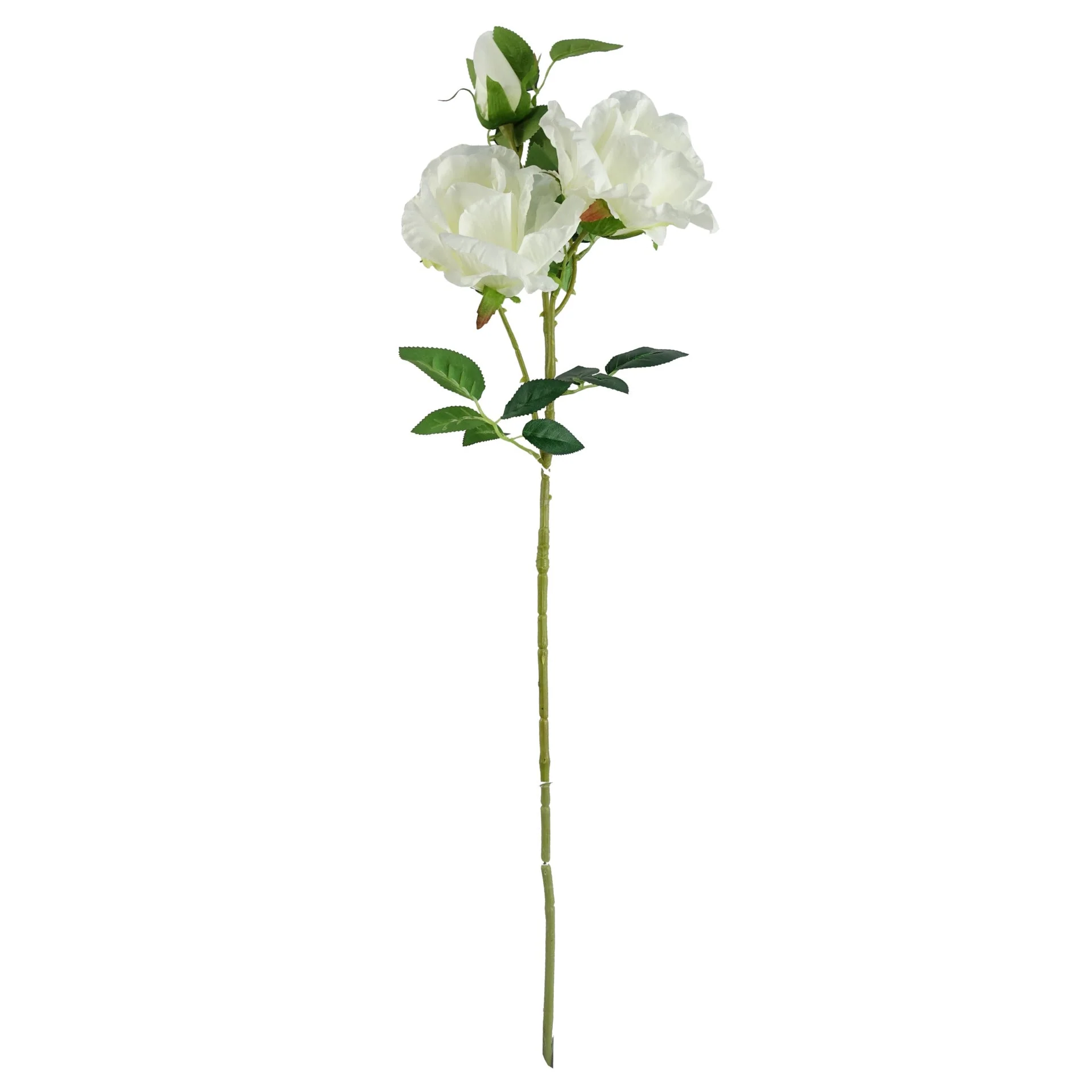 80cm Artificial White Rose Stem - 3 flowers - Image 2